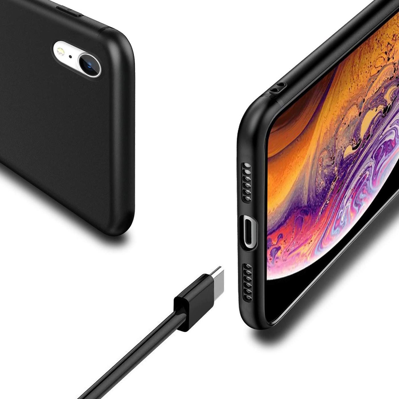 CoolGadget Handyhülle Handy Schutzhülle für Apple iPhone XR matt schwarz 6,1 Zoll, Silikon TPU Hülle Schutz Tasche Cover schlicht Slim Case – Bild 5 von 5
