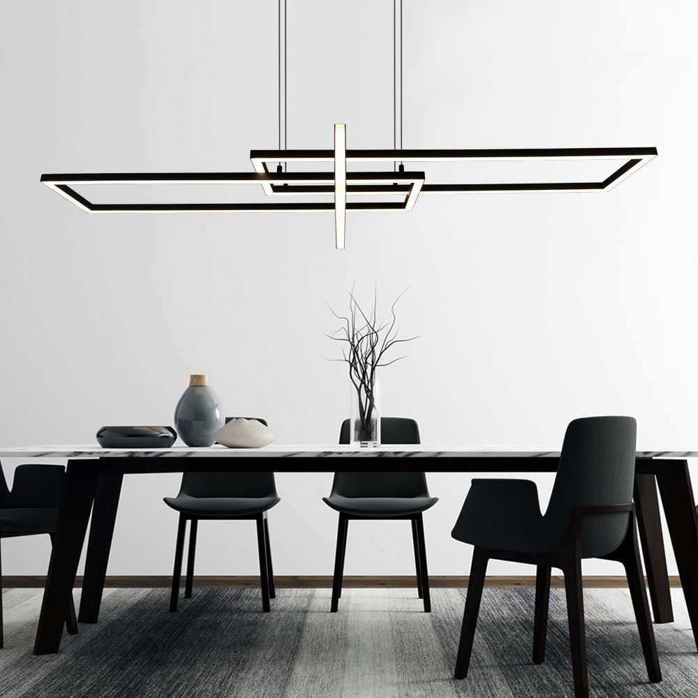 TRIO Leuchten LED Pendelleuchte, LED-Leuchtmittel fest verbaut, Warmweiß, LED Design Decken Pendel Lampe schwarz matt Wohn
