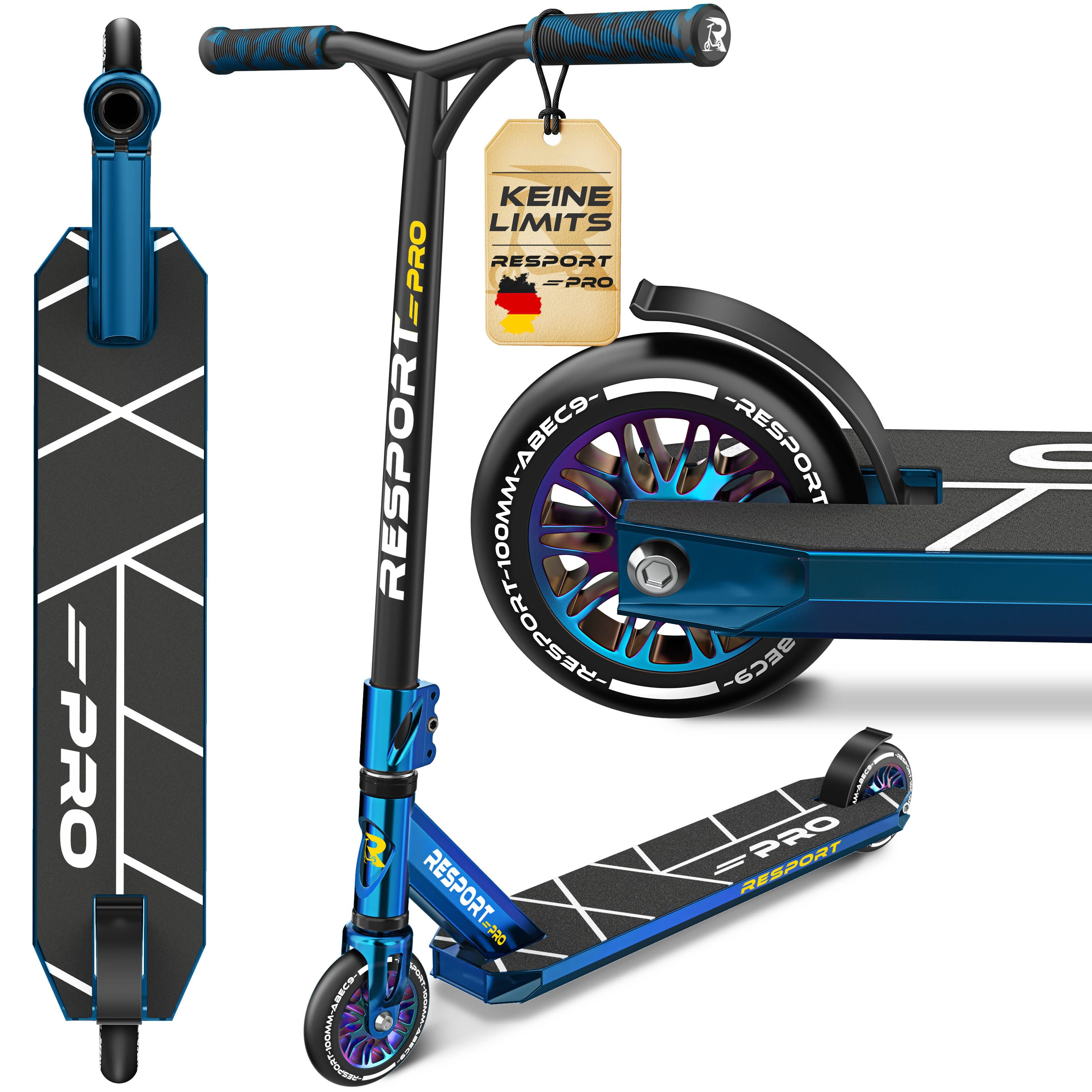 RE:SPORT Cityroller RE:SPORT® Revo Pro Stunt Scooter inkl. Ständer ABEC 9 Kugellagern, (Stuntscooter Kickscooter ABEC 9 Kugellager Trickroller, mit Ständer Profi Stuntroller 110mm PU Wheels & Y-Bar), Stunt Scooter REVO PRO für Kinder & Erwachsene