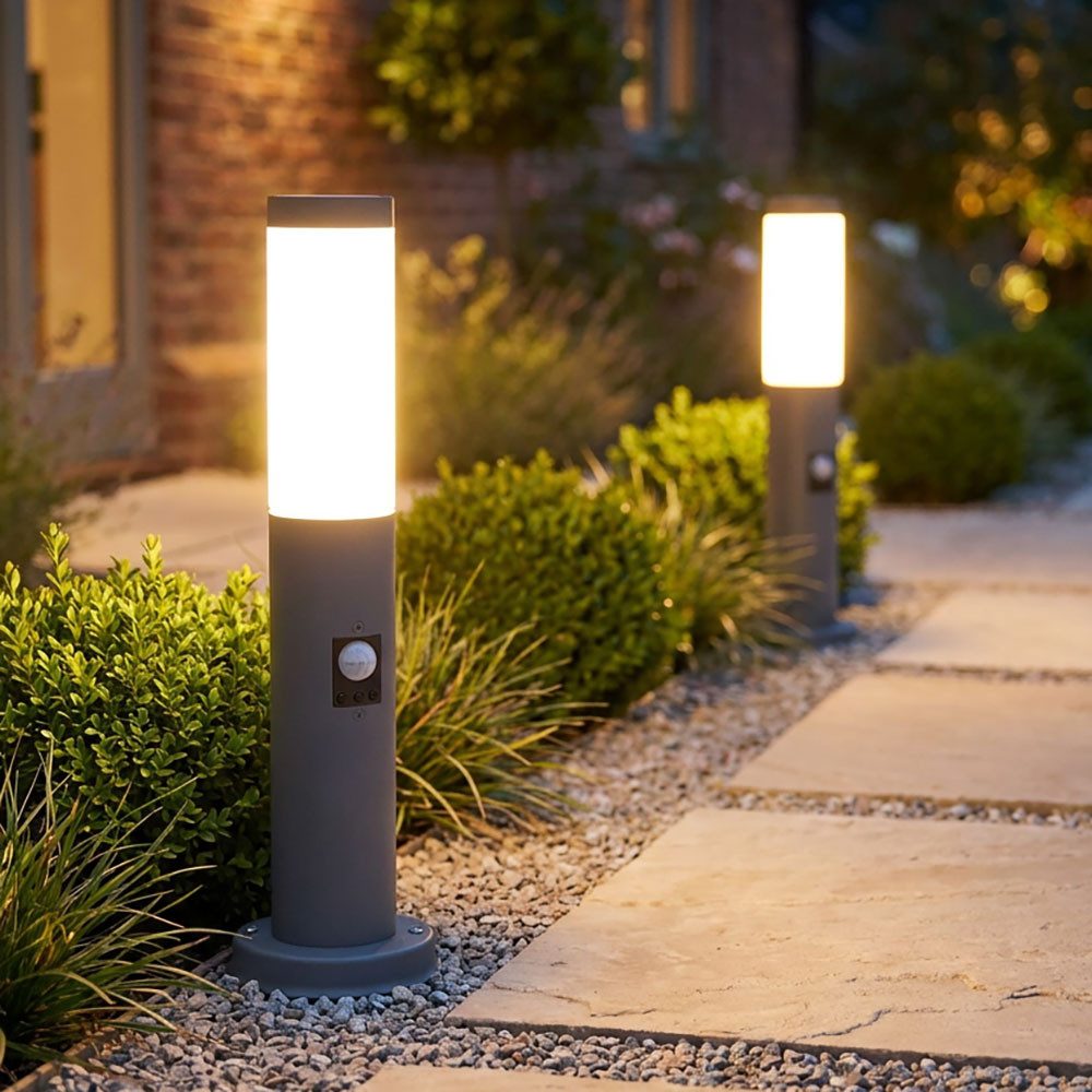 GLOBO LIGHTING Außen-Stehlampe, Leuchtmittel nicht inklusive, Außenstehlampe Wegeleuchte Bewegungsmelder Gartenlampe anthrazit 2x