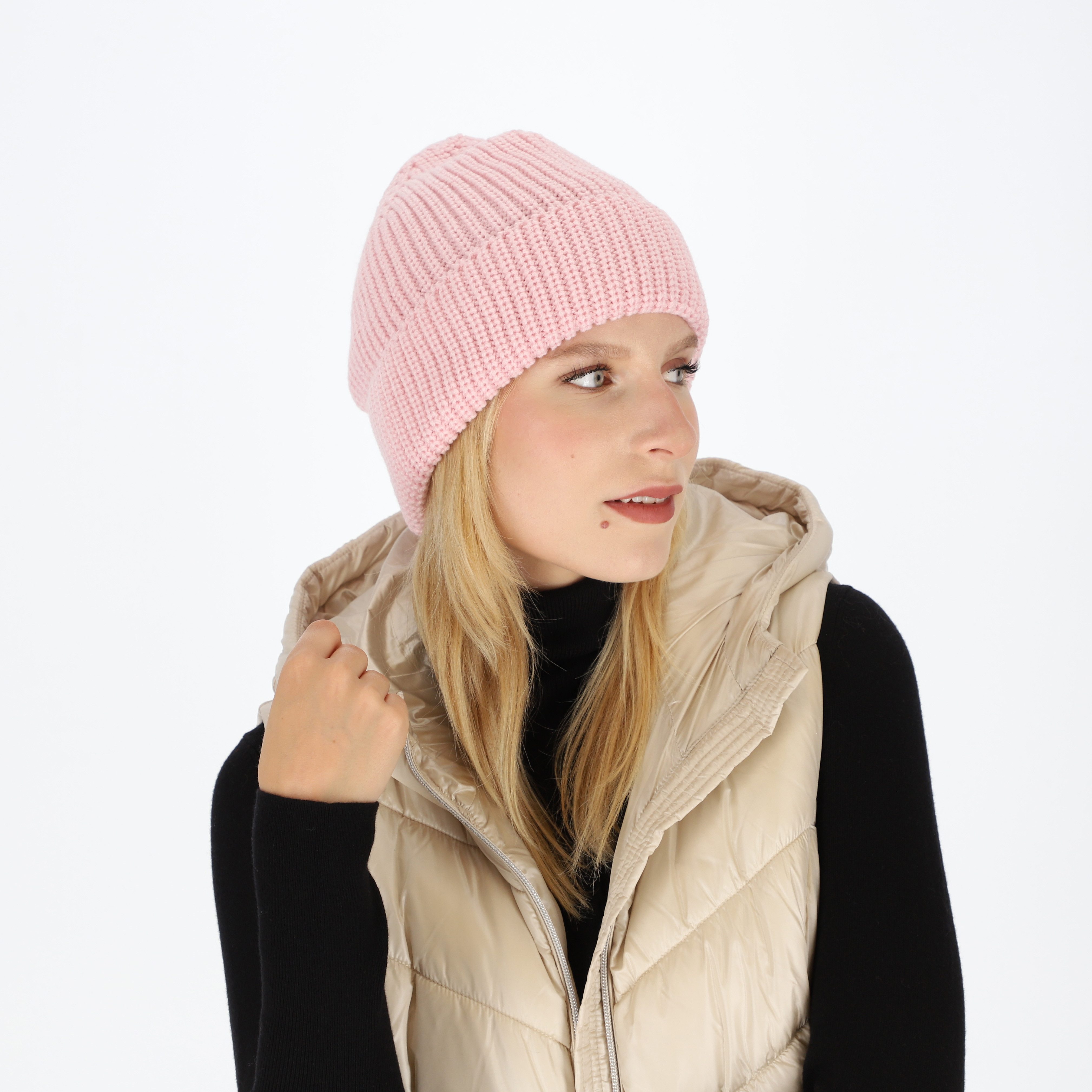 halsüberkopf Accessoires Strickmütze mit Rippe und Umschlag in tollen Unifa günstig online kaufen