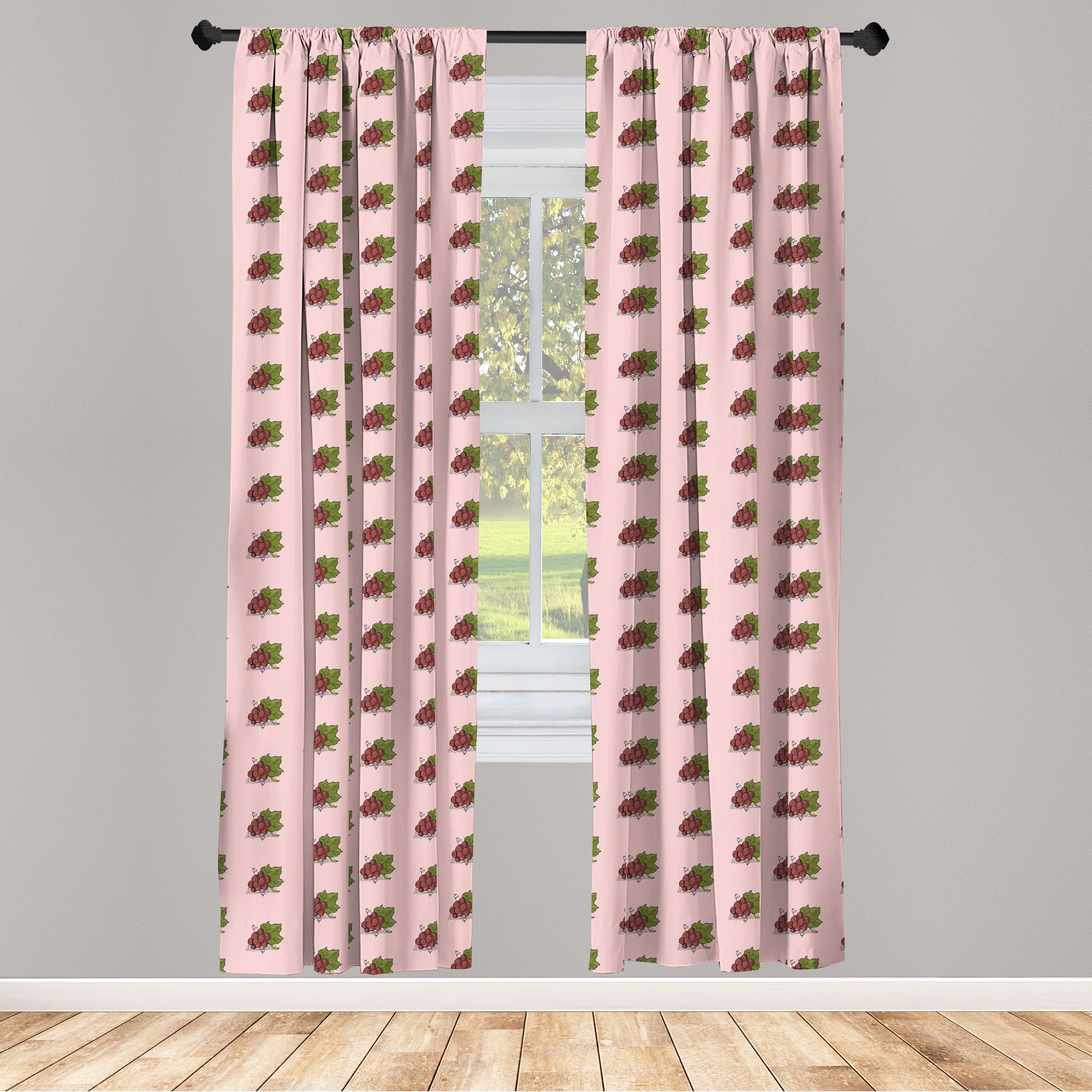 Gardine Vorhang für Wohnzimmer Schlafzimmer Dekor, Abakuhaus, Microfaser, Handgemalt Weintraube Muster