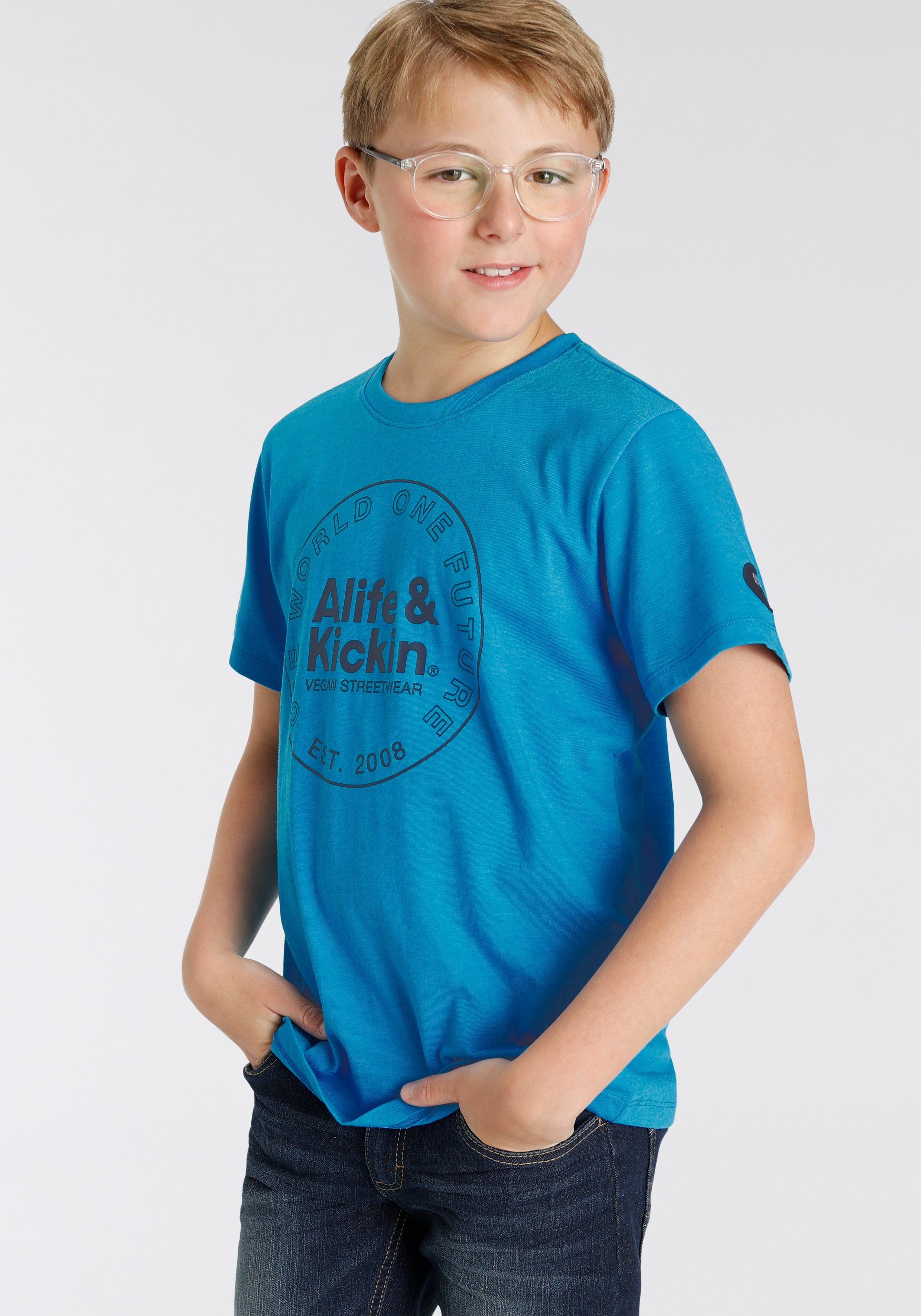 Alife & Kickin melierter MARKE! T-Shirt in für Kids Qualität, Alife&Kickin Logo-Print NEUE