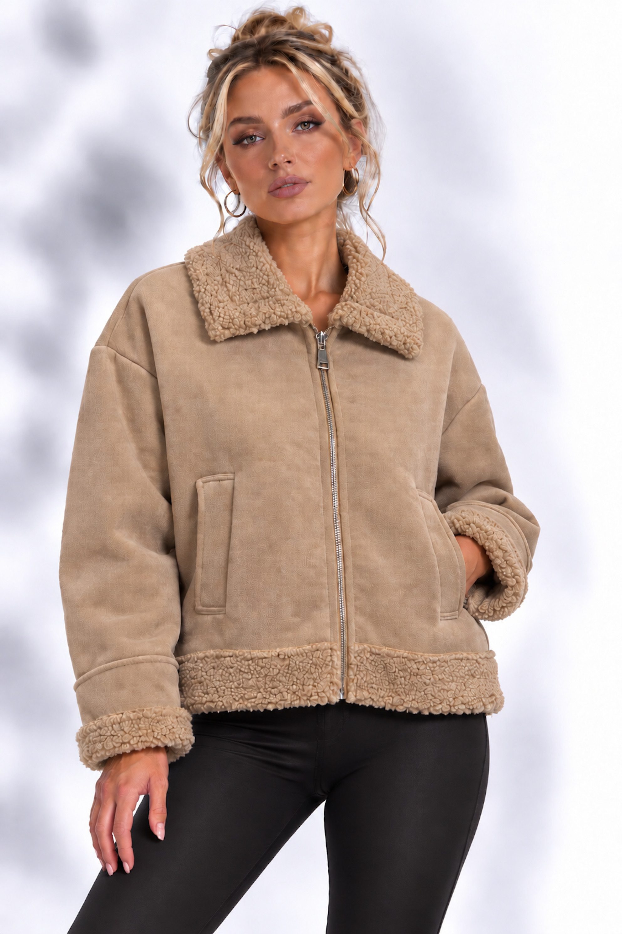 Worldclassca Lederimitatjacke Worldclassca Übergangsjacke mit Reißverschluss Warm Teddy Gefüttert Neue Kollektion - Stilvolle und …