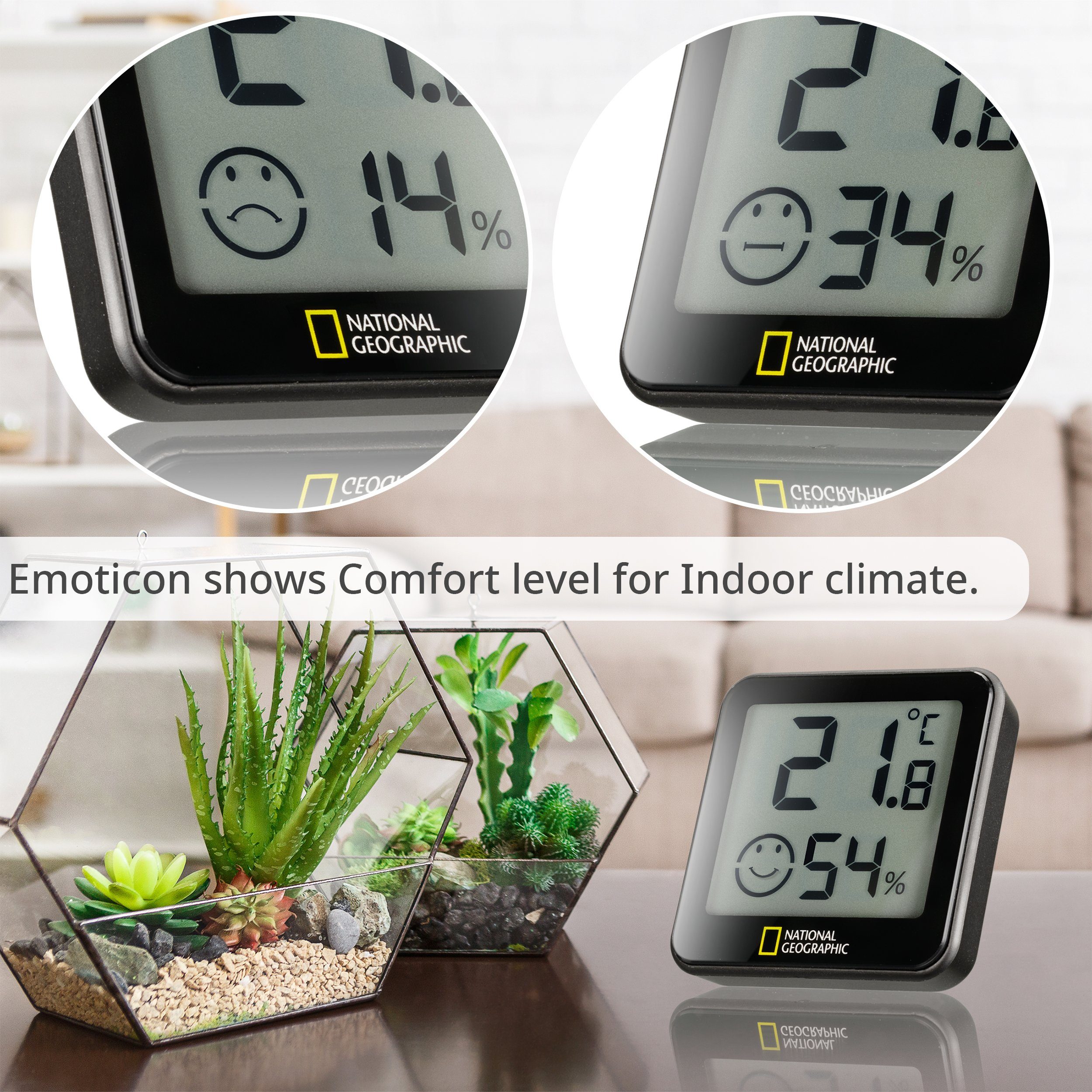 NATIONAL GEOGRAPHIC Hygrometer NATIONAL GEOGRAPHIC Thermo-Hygrometer Tempy 4er-Set