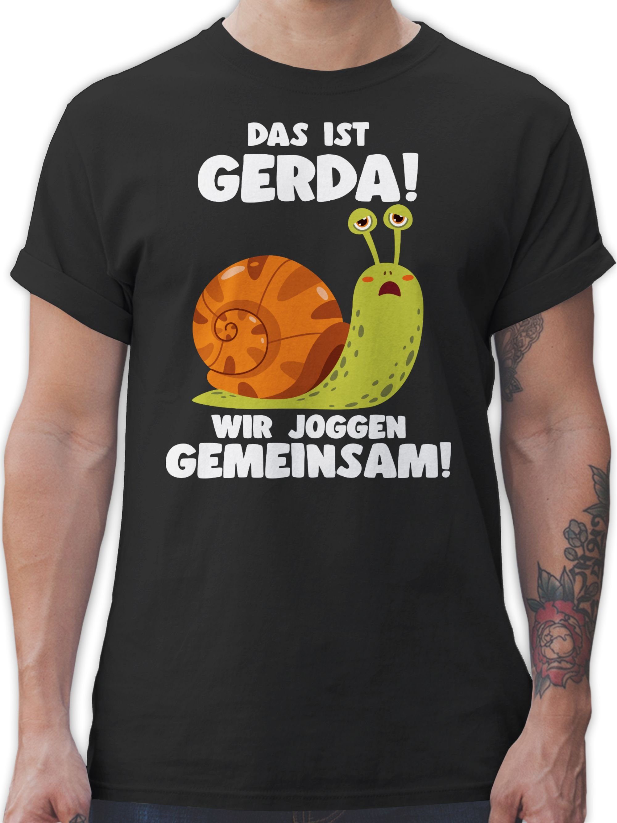 Shirtracer T-Shirt Das ist Gerda Wir joggen gemeinsam - Langsame Schecke Joggen Lustig Sp Wandern Laufen Joggen Zubehör 01 Schwarz