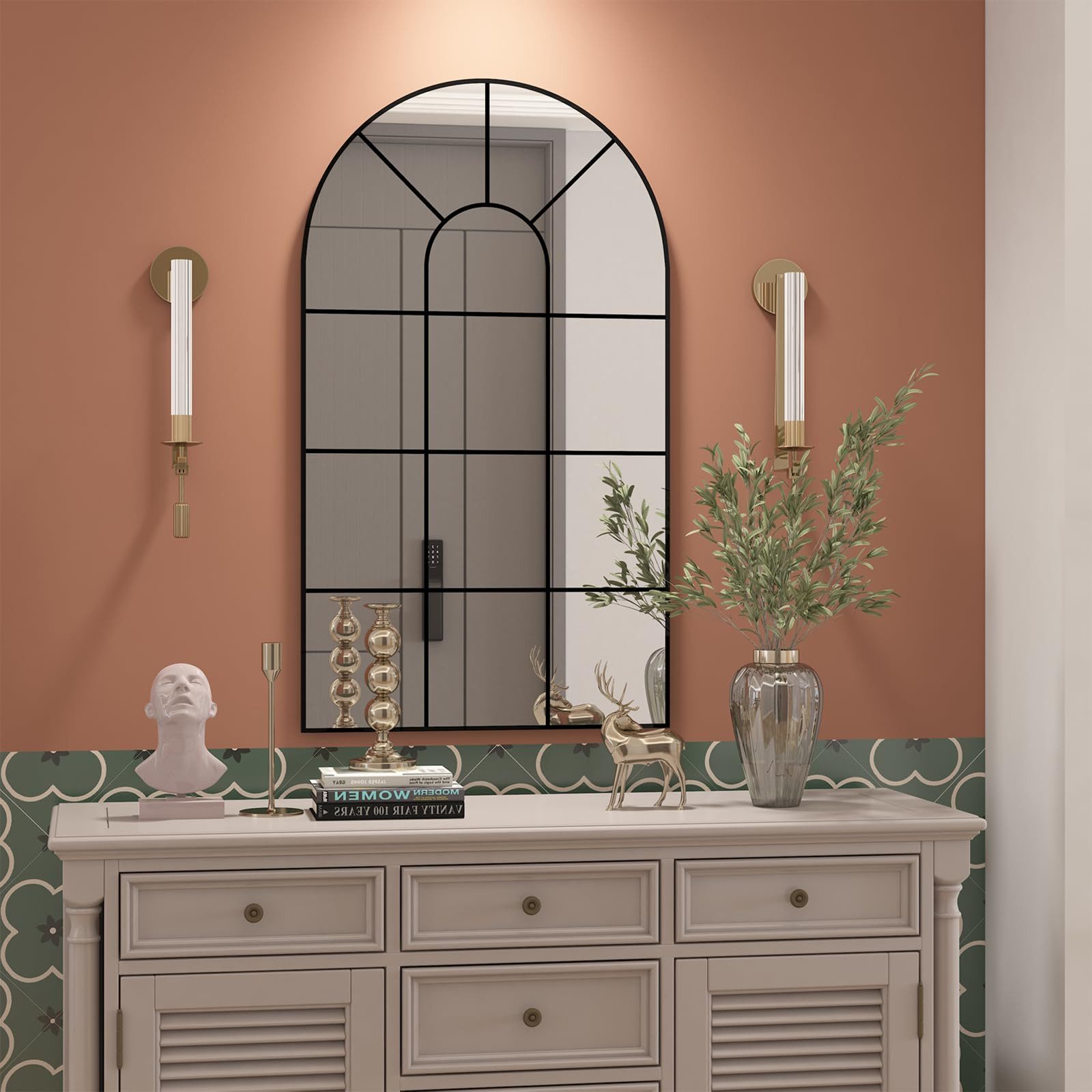 CASSILANDO Dekospiegel Bogen Fenster Dekoration Spiegel, Barock,80*50cm, Fensterdesign