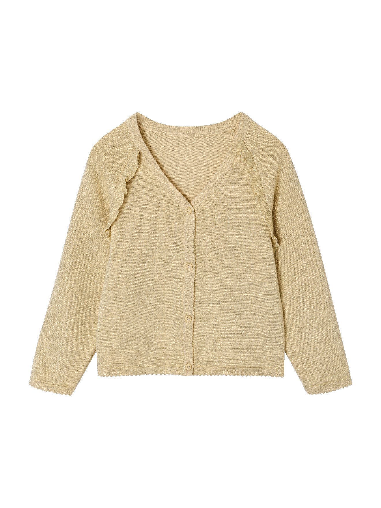 vertbaudet Strickjacke festlich für Mädchen durchgehender Knopfverschluss, Rüschen