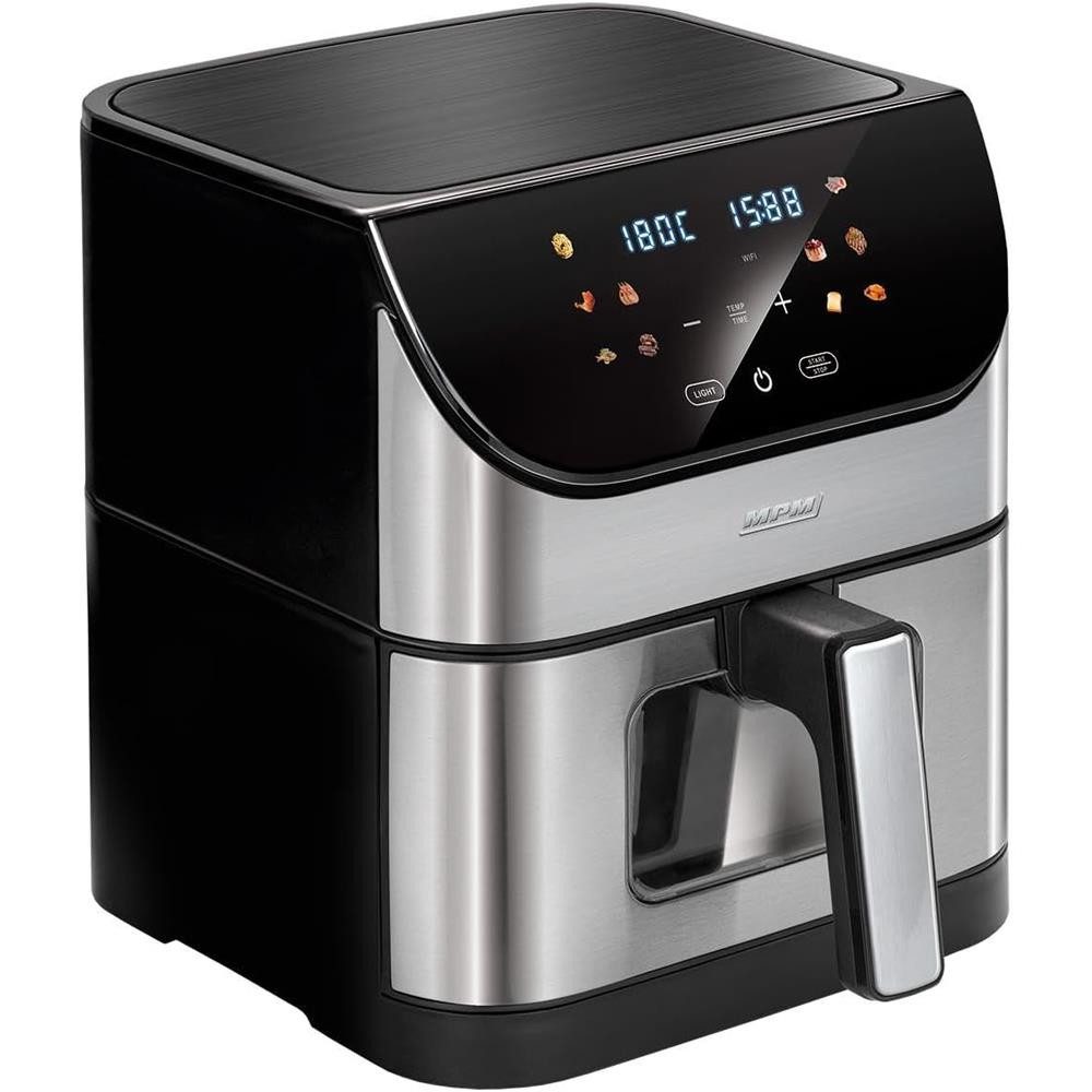 MPM Heißluftfritteuse MFR-10M/Wifi, 1500 W, WLAN-Steuerung, Sichtfenster, 10 Programme, LED-Touchpanel, Timer