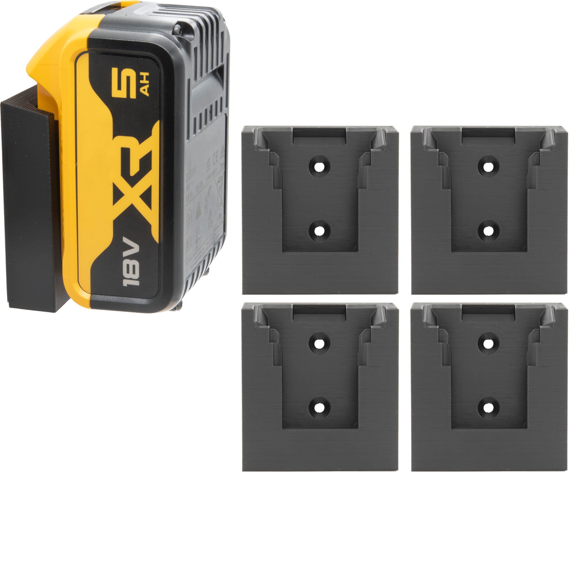 TSB Werk Werkzeughalter Akkuhalter für DeWALT Akku Wandhalter Halter 18V, 4-tlg., Akkuwandhalter, Wandhalterung