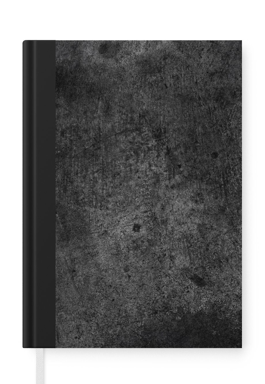 MuchoWow Notizbuch Beton - Strukturiert - Retro - Schwarz - Grau - Rustikal, Journal, Merkzettel, Tagebuch, Notizheft, A5, 98 Seiten, Haushaltsbuch