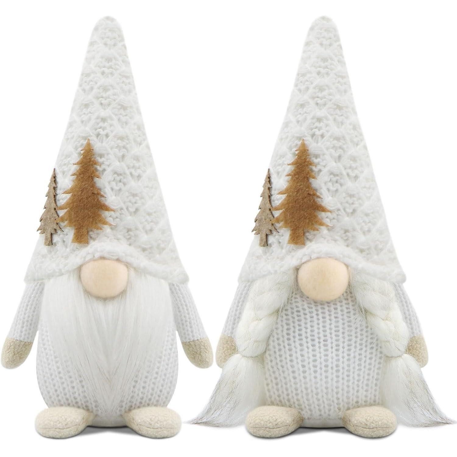 LuxusKollektion Wichtel 2er Set Weihnachtsdeko Wichtel Figuren Weiß - Weihnachtswichtel
