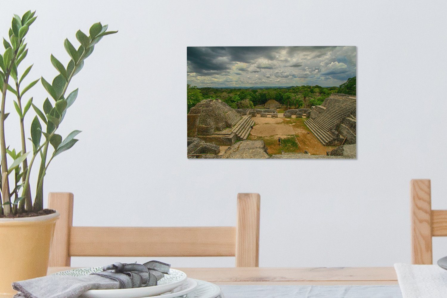 Aufhängefertig, im Leinwandbilder, Belize, OneMillionCanvasses® Maya Wanddeko, Die Stadt St), (1 Wandbild 30x20 nordamerikanischen der cm alte Leinwandbild