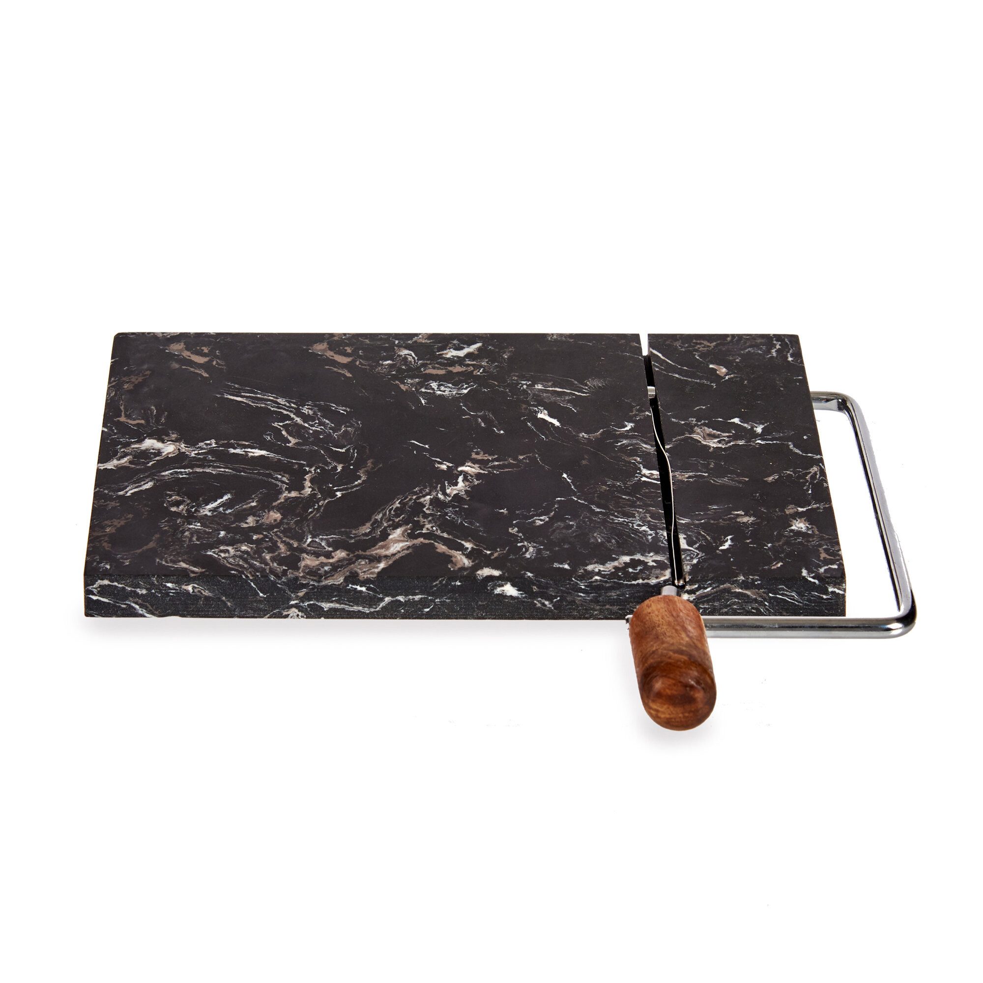 KINVARA Schneidebrett Schneidebrett aus Marmor für Käse mit Guillotine AMO, Stein, (Küchenbrett)