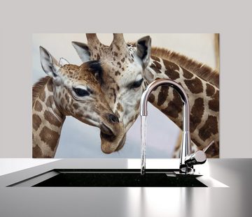 queence Küchenrückwand Giraffen - Spritzschutz Wandschutz für Herd & Spüle - Alu-Dibond, (1-tlg), 60x40x0,3 cm - Hitzebeständig - Herdspritzschutz - Fliesenschutz