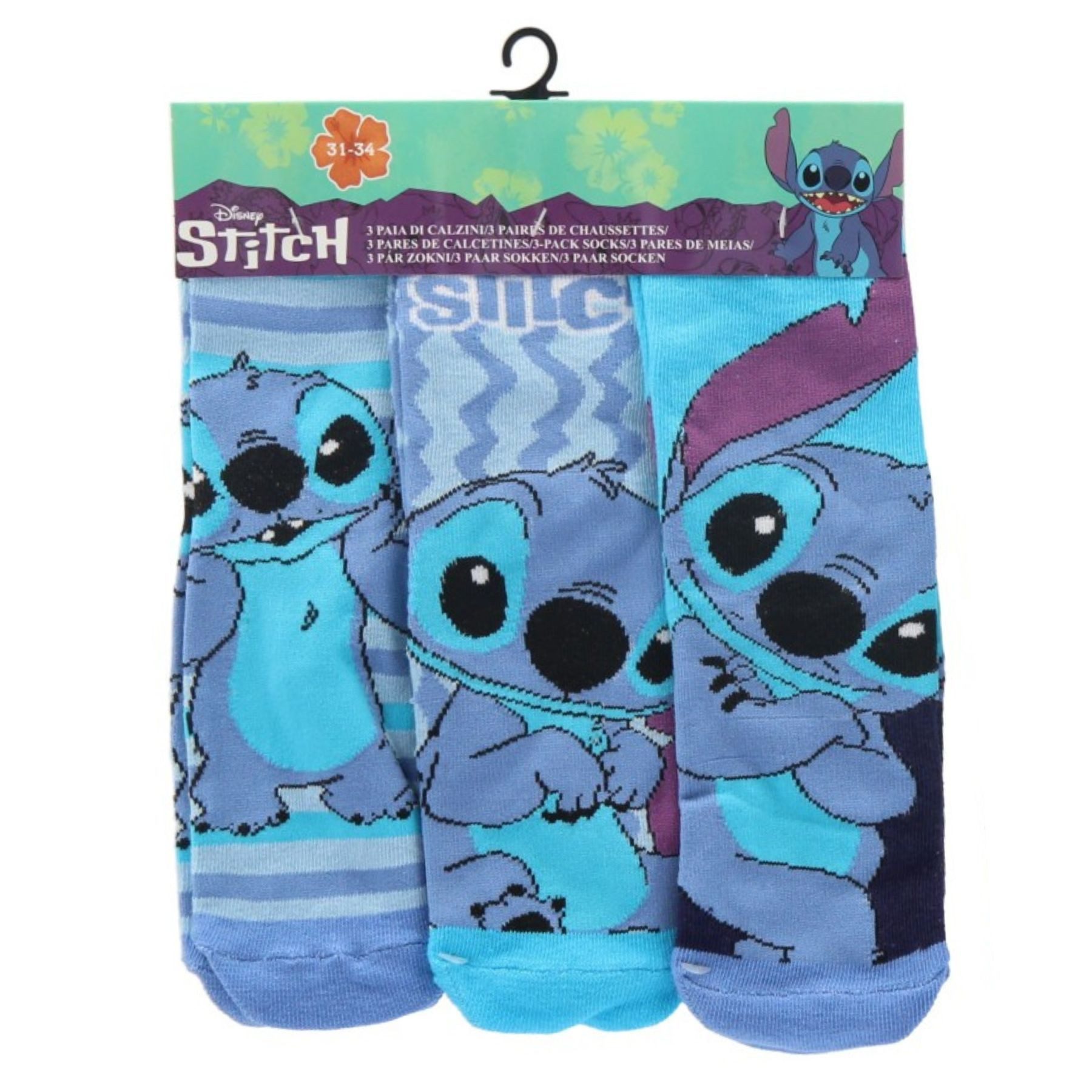 Lilo & Stitch Socken Kinder Socken Set 3 Paar atmungsaktiv & farbenfroh (3-Paar)