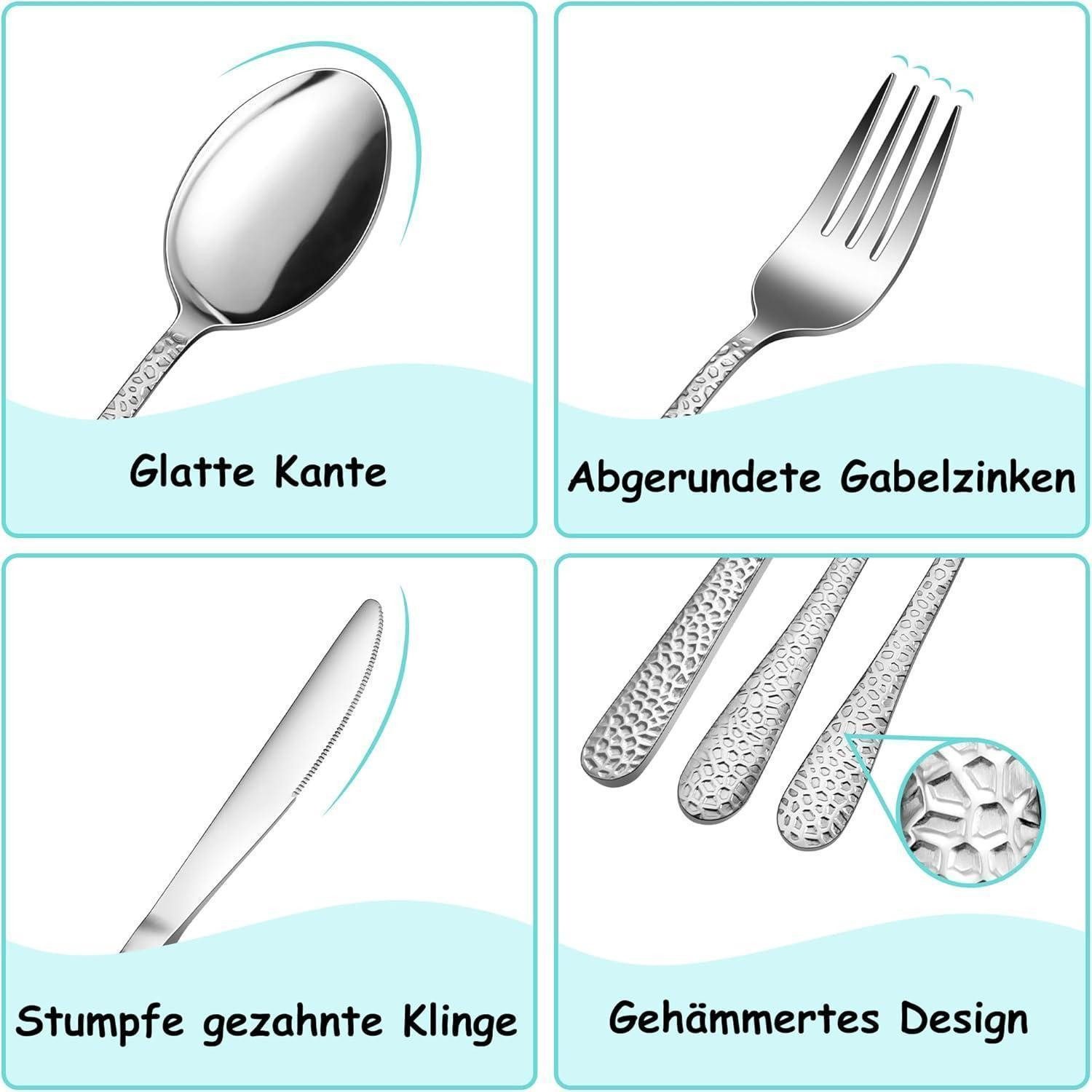 LuxusKollektion Kinderbesteck Kinderbesteck 12teilig Edelstahl Gesund Spülmaschinenfest Hammergriff