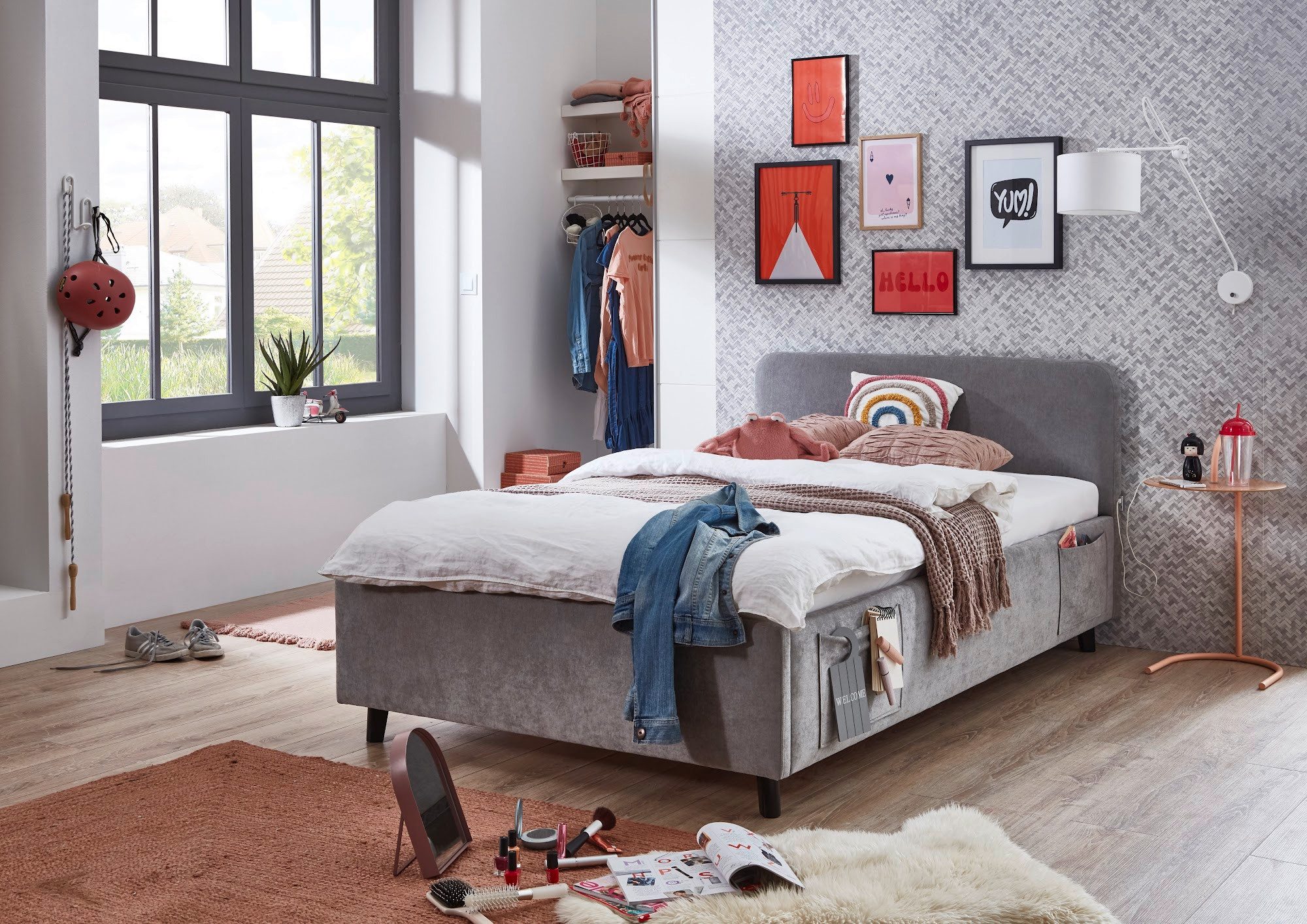 meise.möbel Kinderbett Cosy, USB-Anschluss, Betttaschen, Webstoff-Bezug