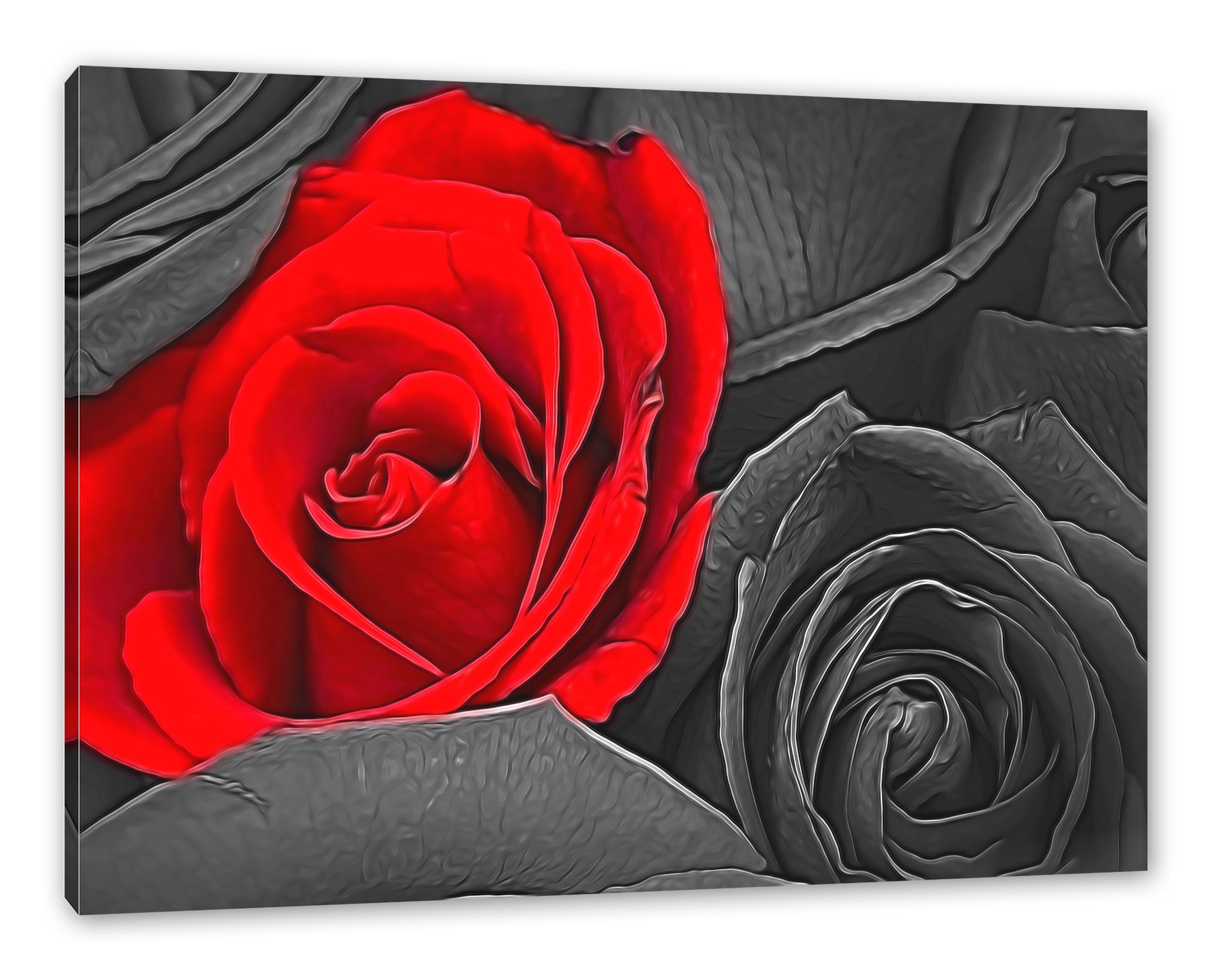 Pixxprint Leinwandbild romantische rote rote romantische Rosen, bespannt, Leinwandbild inkl. (1 Zackenaufhänger fertig Rosen St)
