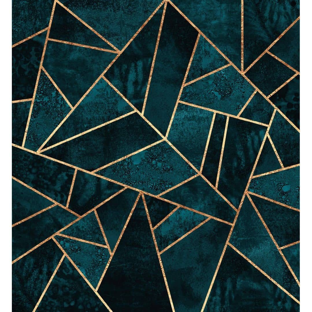 K&L Wall Art Fototapete Große Vliestapete XXL Art Deco Blau Diamant Edelstein Kunst, Wohnzimmer Wandschutz
