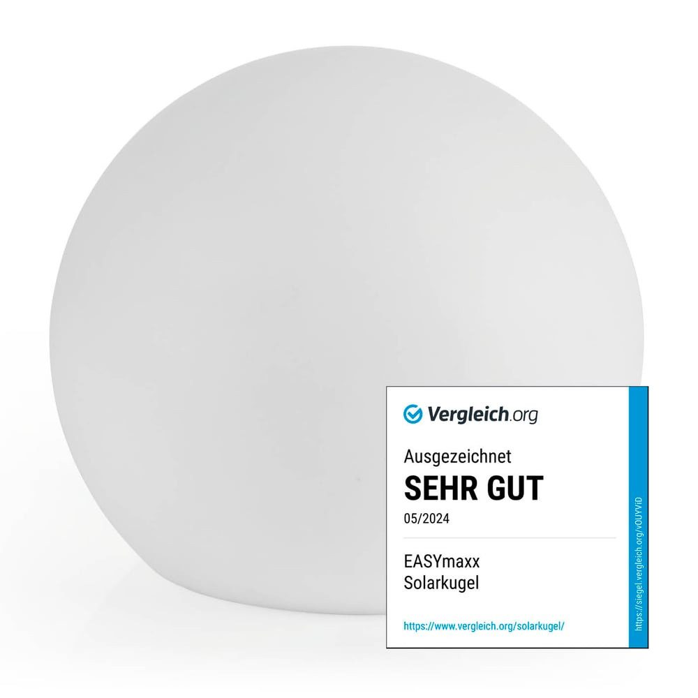 EASYmaxx LED Solarleuchte LED Solarleuchte mit Fernbedienung - kaltweiße Leuchten - Solarbetrieb, 30 cm, mit Farbwechsel - dimmbare Helligkeitsstufen, 12 Farben, 5 Leuchtmodi
