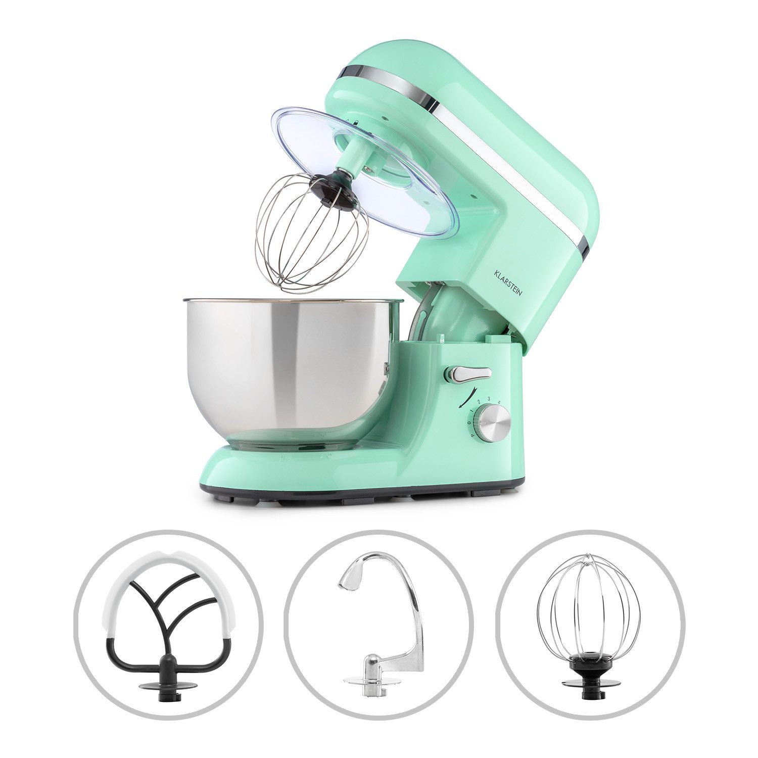 Klarstein Küchenmaschine mit Kochfunktion, 1800 W, 5.2 l Schüssel, Knetmaschine Teigmaschine Teigknetmaschine Rührmaschine Standmixer