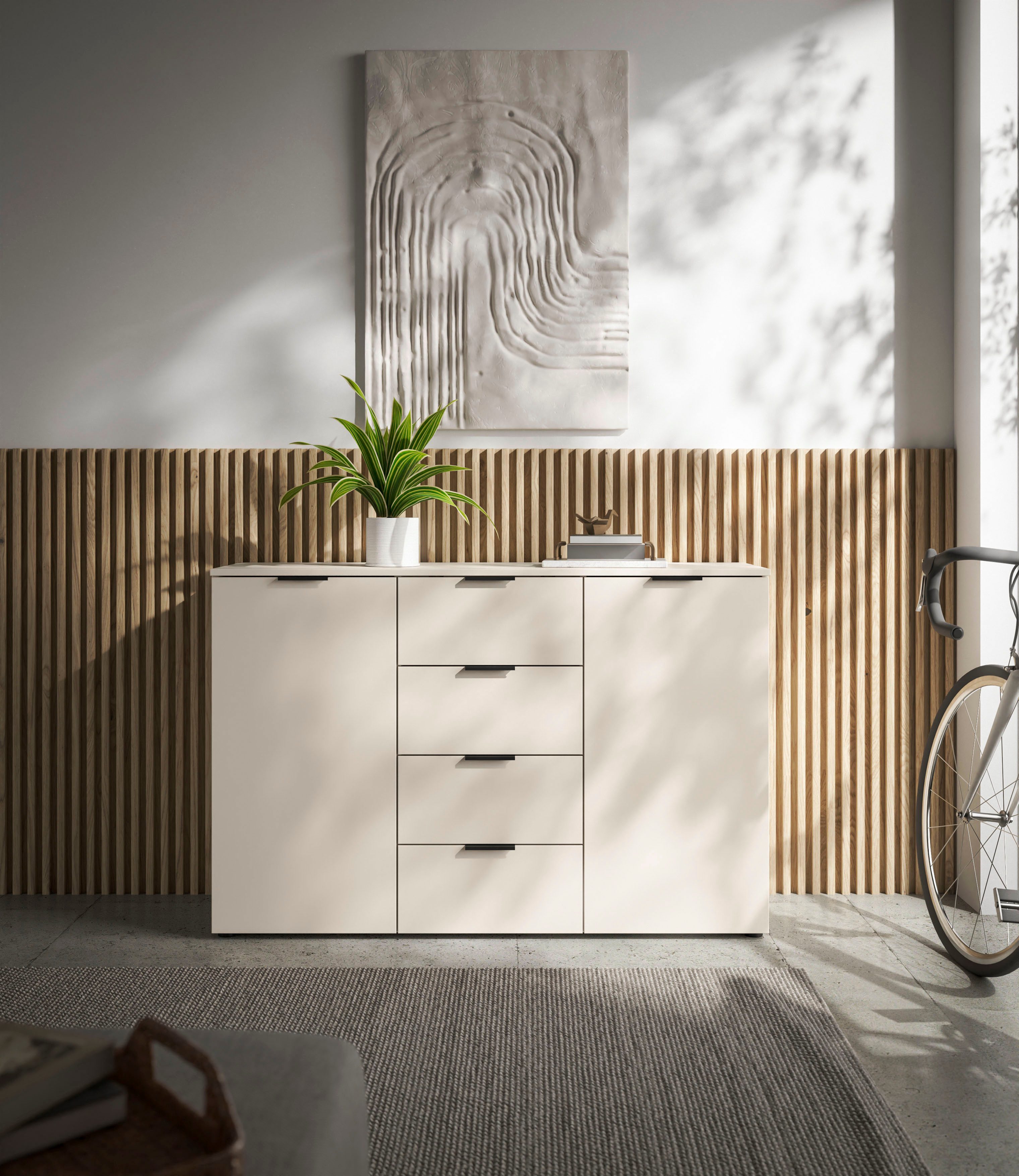 HBZ Sideboard Linz Kommode, BxHxT 135x90x40cm (1 St), Breite 135cm,Lip-Griff, Melaminbeschichtung