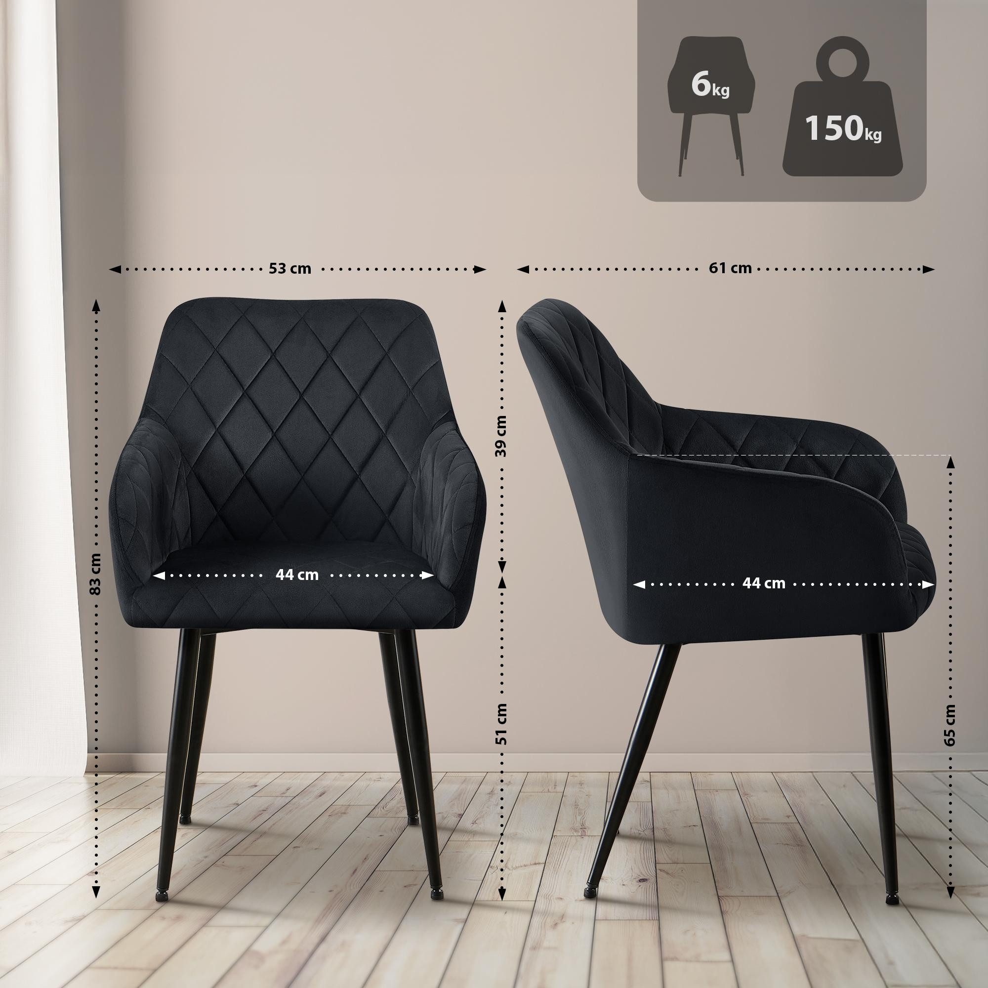 CLP Esszimmerstuhl Monett, gepolsterter Samt-Bezug, Metallgestell günstig online kaufen