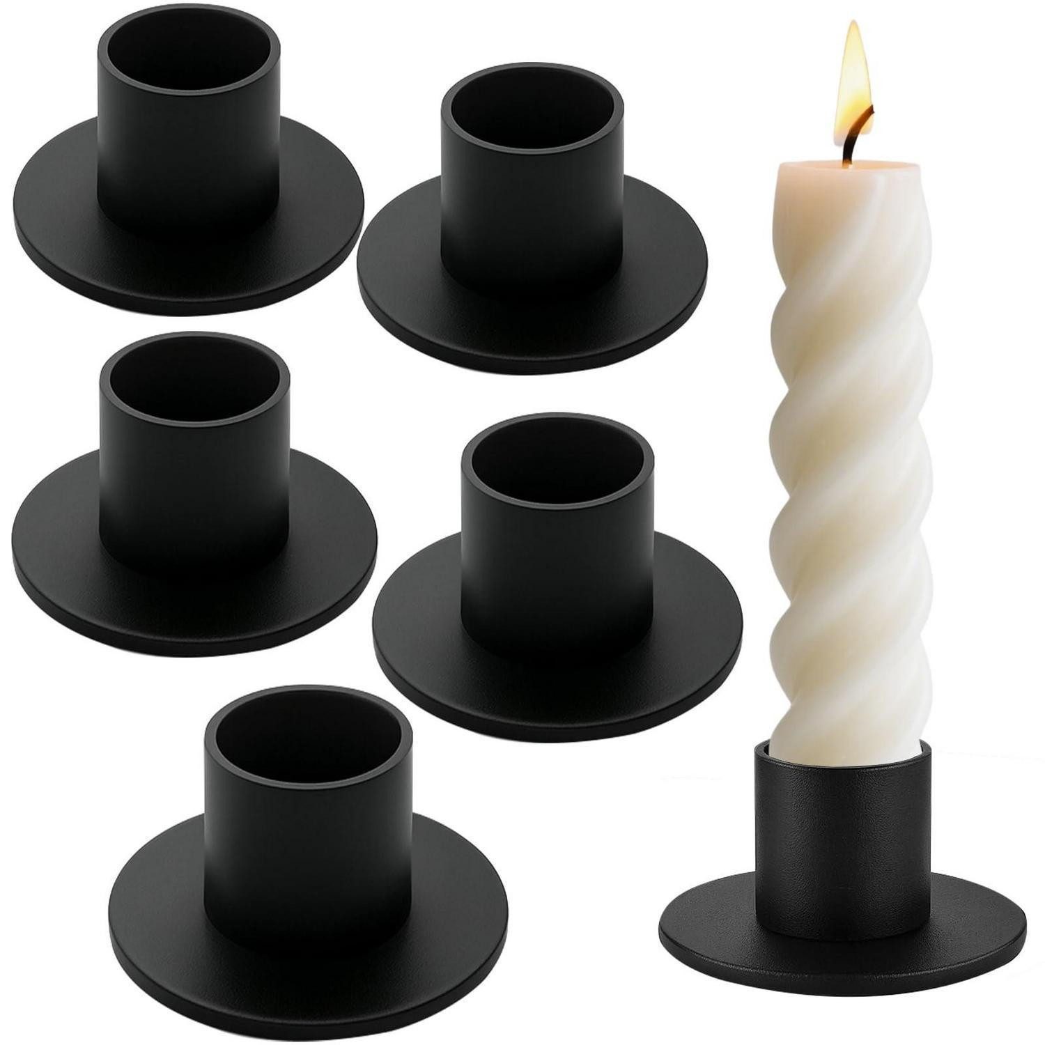 LuxusKollektion Kerzenständer Kerzenständer Set 6 Stk. Schmiedeeisen Schwarz