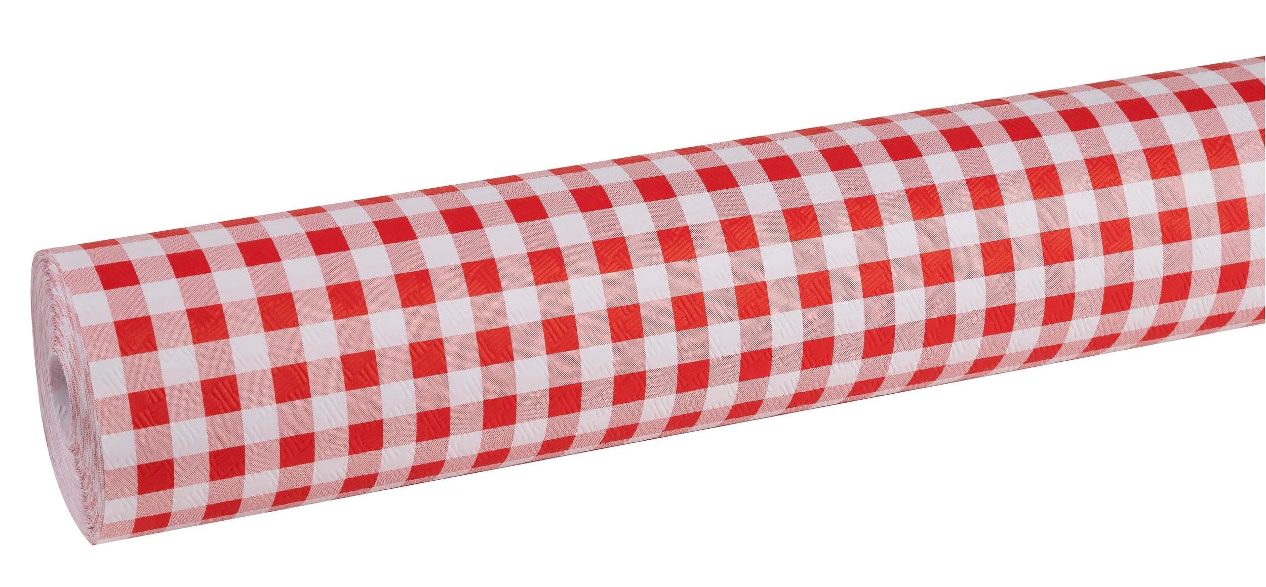 PROnappe Tischband 9x Tischdecke Rolle, Papier, Leineneffekt 1,18x20m Vichy Rot R802070I