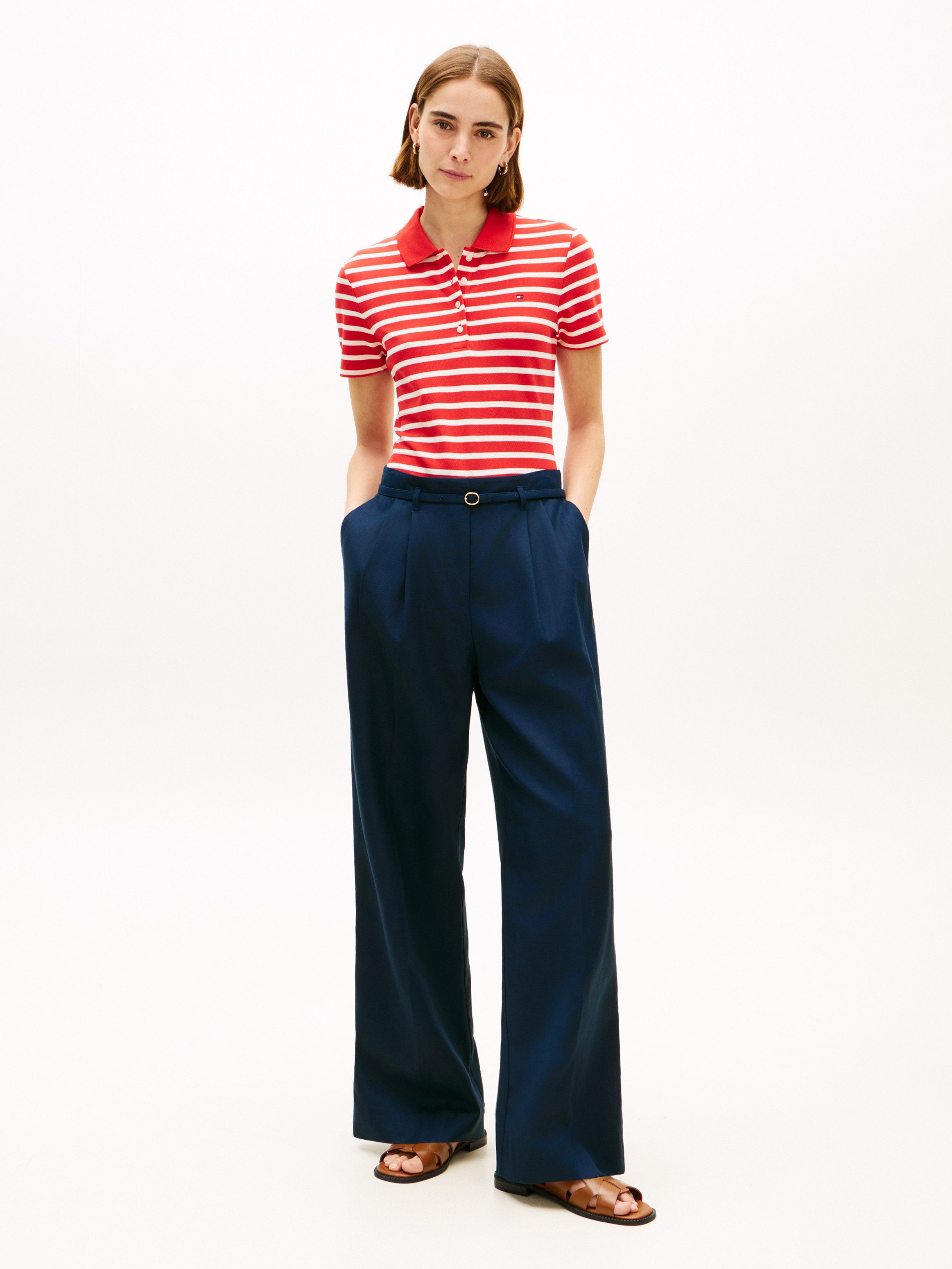 Tommy Hilfiger Poloshirt 1985 Slim Fit Pique Premium mit Logostickerei, Seitenschlitze