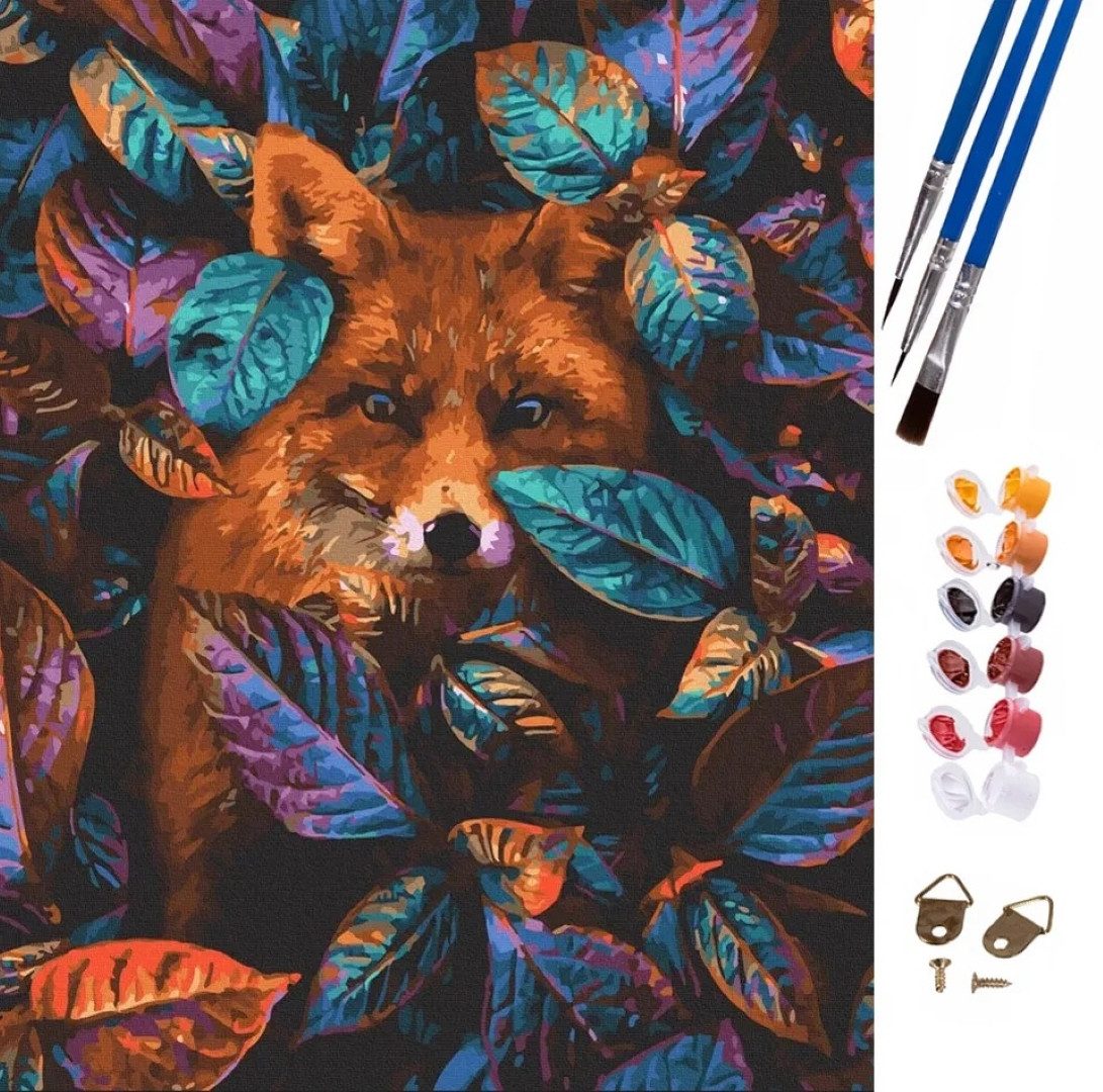LA CUTE Malen nach Zahlen Malen nach Zahlen Set 47x58cm - Märchen Fuchs auf Leinwand (Malen nach Zahlen auf Leinwand Komplett Set, Kreatives Malen nach Zahlen auf Leinwand), Hochwertiges Kätzchen-Malen-nach-Zahlen: Einfach, entspannt, kreativ