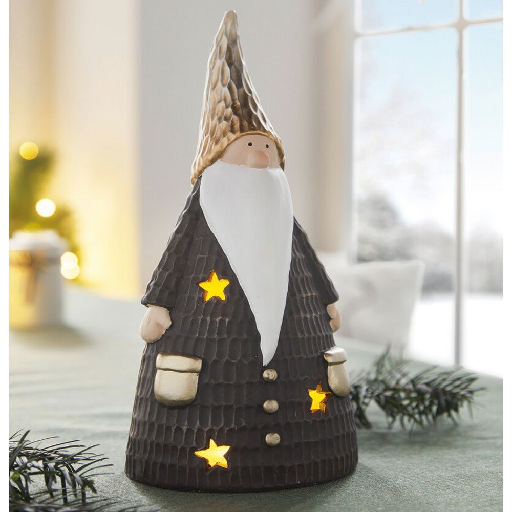 Home-trends24.de Weihnachtsfigur LED Figur Weihnachtsfigur Weihnachtsdeko Wichtel Santa Weihnachtsmann