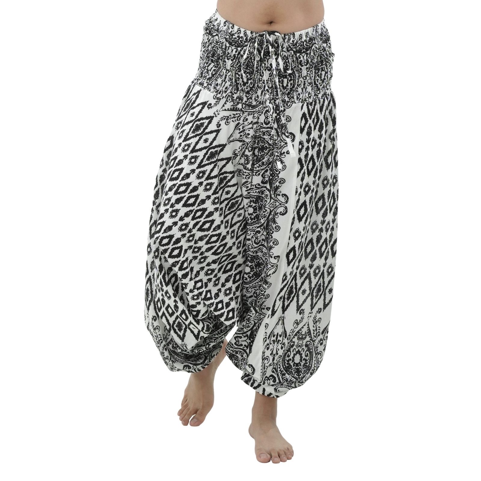 Haremshose Aladinhose aus 100% Viskose weite Sommerhose mit Gummibund Buddha Hose