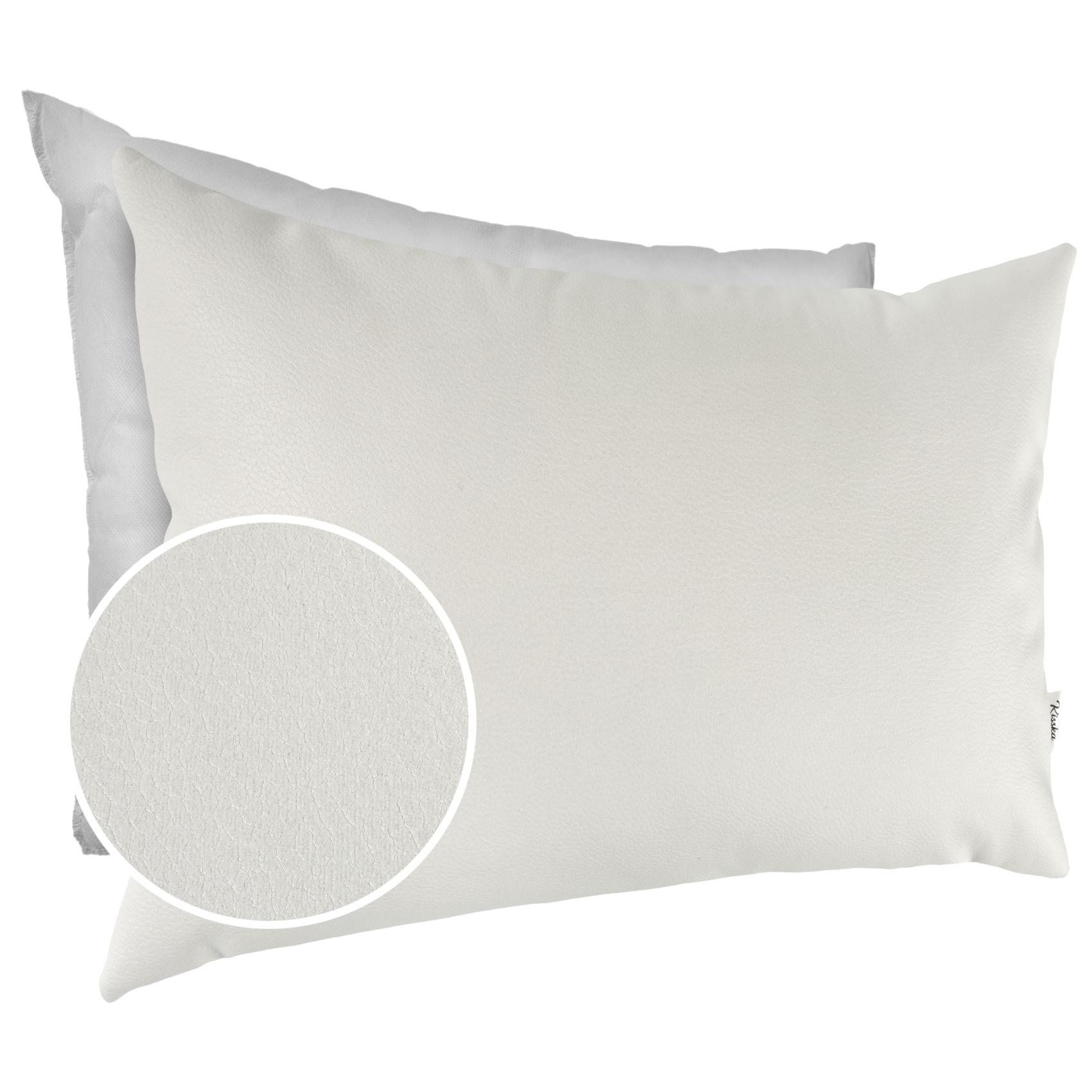 Kisska Dekokissen Kissenhülle KUMO atmungsaktive Kunstleder Kissenbezug Zierkissen, Kissenüberzug mit Füllung Leder-Optik UNI 50x30cm Einfarbig Weiß