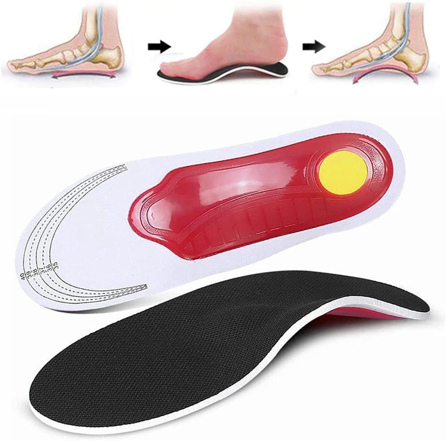 COOL-i ® Einlegesohlen Orthopädische Einlegesohlen,3D-Einlage mit Bogenkorrektur, für Plattfüße, Plantarfasziitis, Fußschmerz & Fersensporn