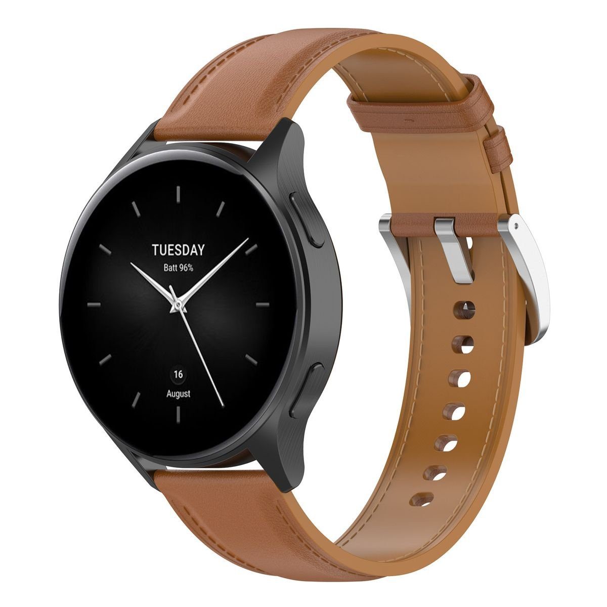 Wigento Smartwatch-Armband Für Xiaomi Watch 2 Pro hochwertiges Kunst-Leder Ersatz Armband Braun