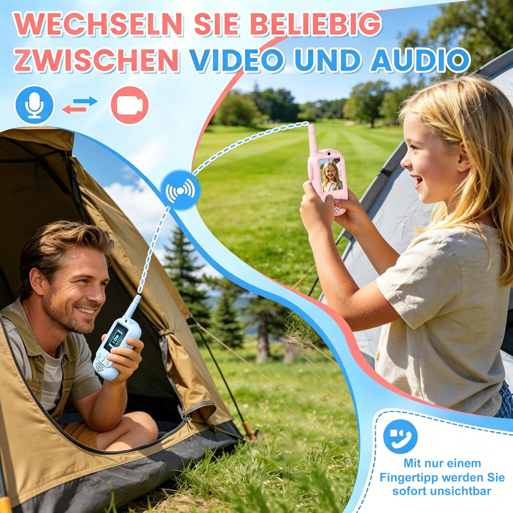 Luckice Walkie Talkie Video Walkie Talkie Kinder, Geschenk Junge Mädchen 3 4 5 6 7 8 Jahre, (Walki Talki Aufladbar Outdoor Spielzeug ab 3-12 Jahre Mädchen Kinde – Bild 5 von 5