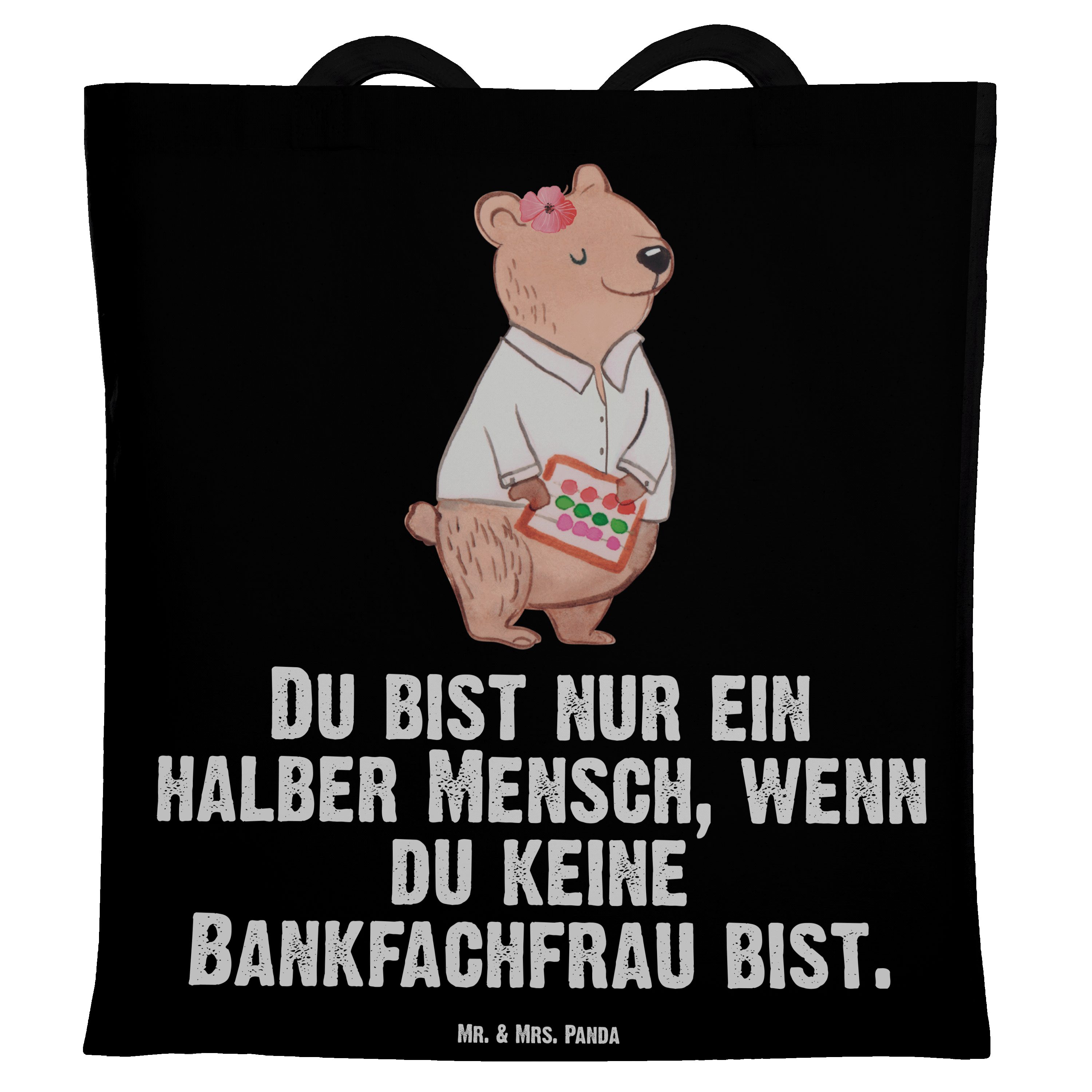 Mr. & Beutelta Panda mit Schwarz Geschenk, Bankfachfrau Rente, Tragetasche - Mrs. Abschied, - Herz (1-tlg)