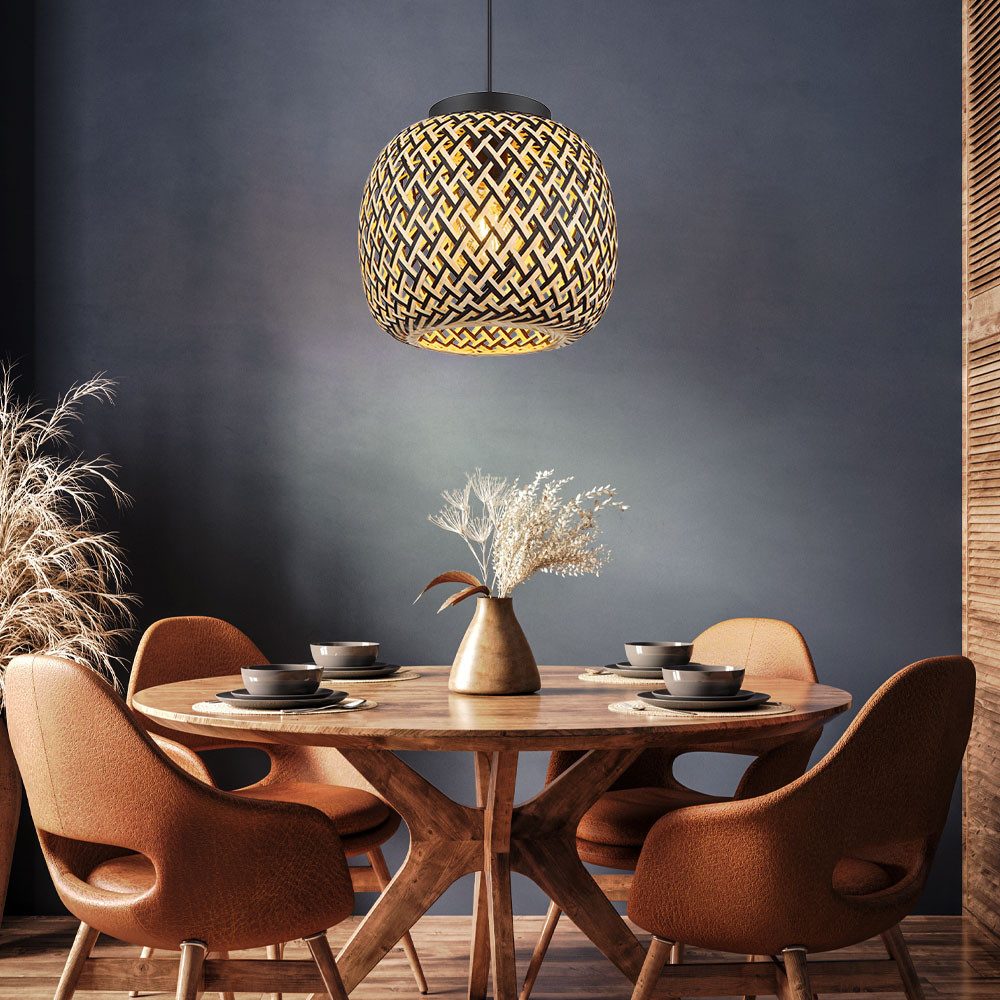 GLOBO LIGHTING Pendelleuchte, Leuchtmittel nicht inklusive, Pendelleuchte Hängelampe Deckenleuchte Esszimmerlampe Bambus