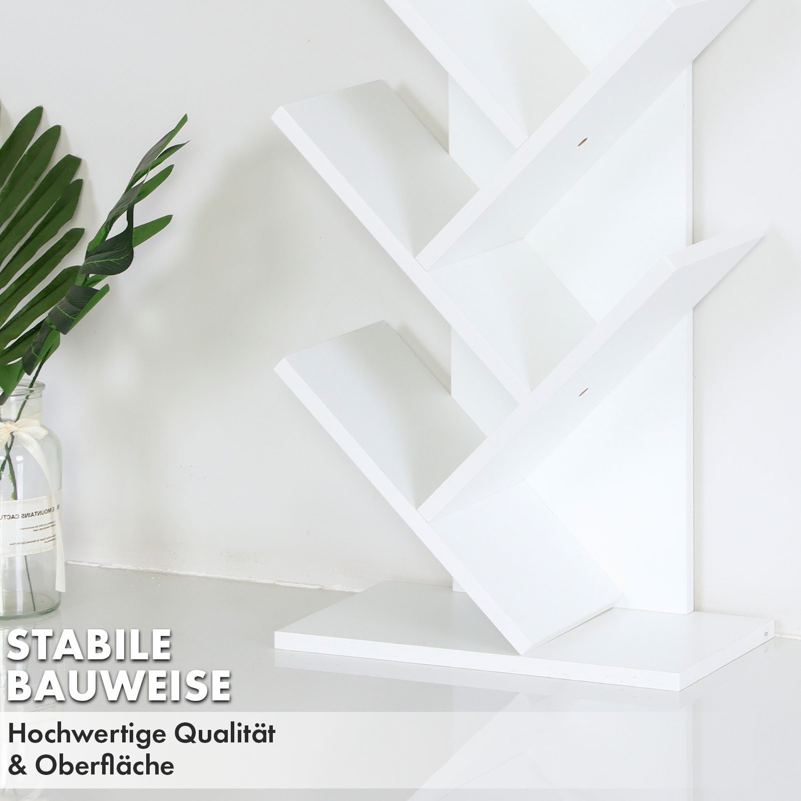 Floordirekt Bücherregal Louisiana, Baumförmiges Standregal aus Holz, mit Kippsicherung, 5 Etagen 1-tlg., 30 x 17,2 x 51 cm für Bücher, Zeitschriften, CDs, Video – Bild 5 von 5