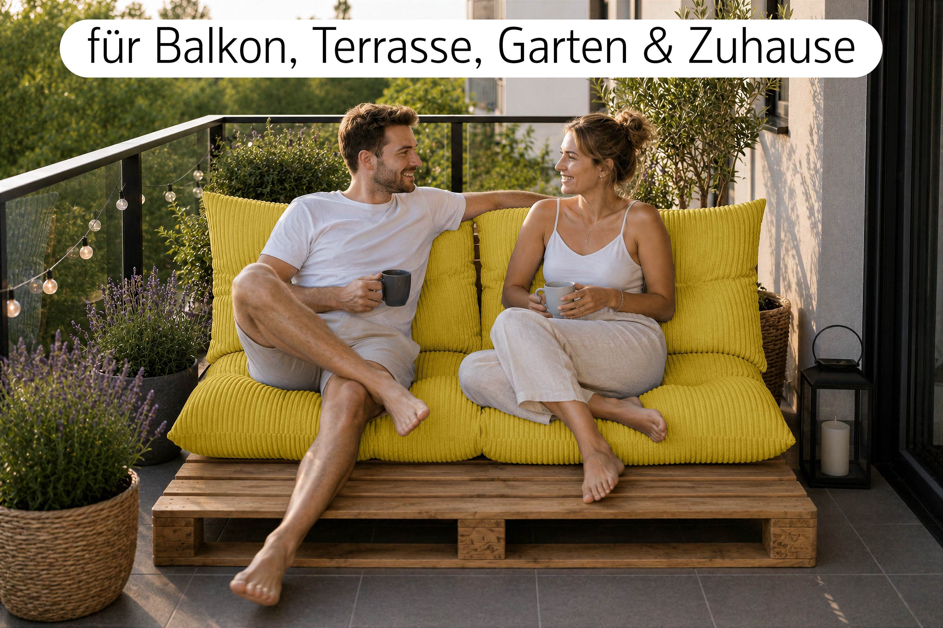 Amilian Palettenkissen Set 3-teilig Palettenauflagen für Europaletten, Balkon, Terrasse, Sitzkissen 120x60 cm + 2x Kissen 40x60 cm