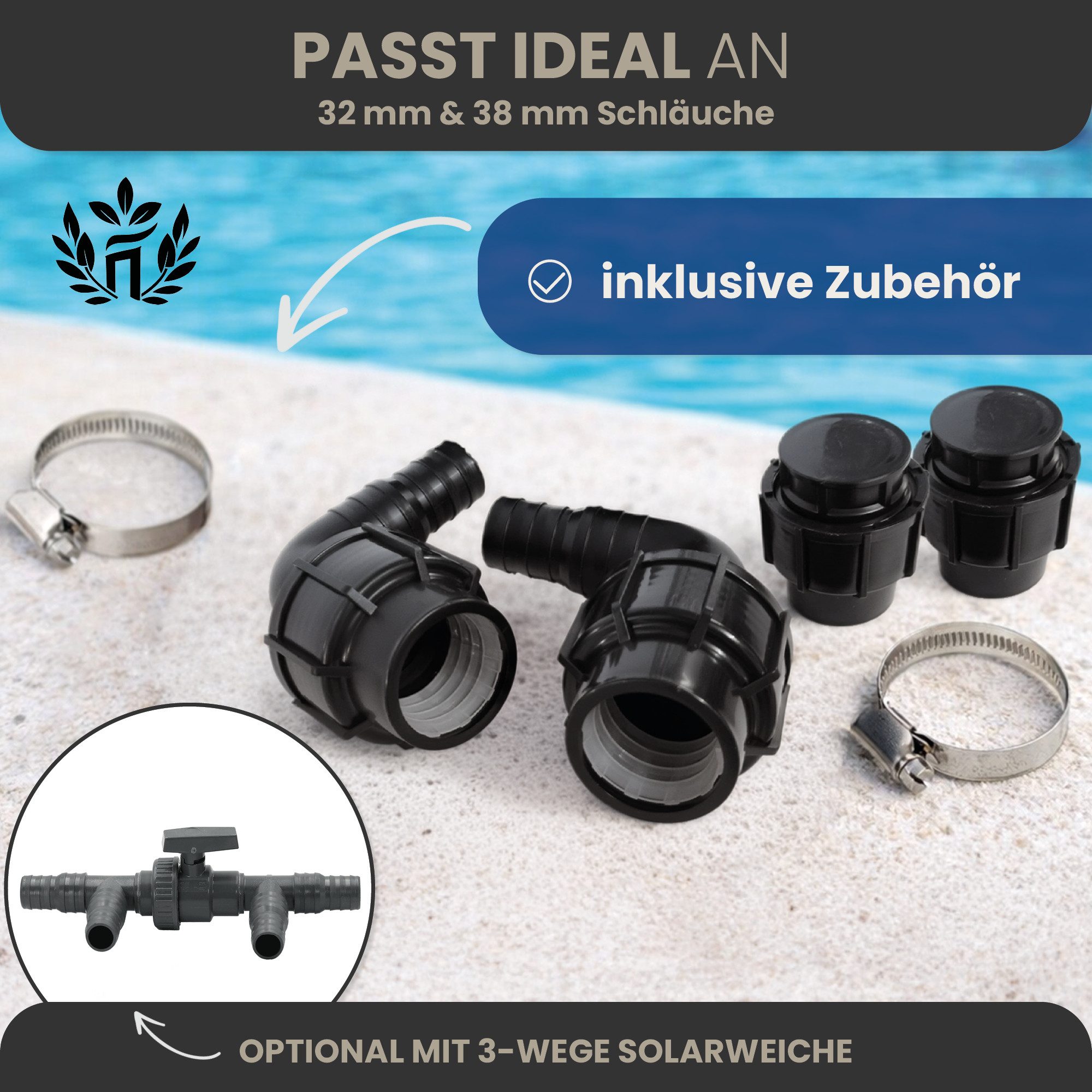 HAF Pool-Solarkollektor 1x Solarkollektor 300x60cm Poolheizung Solarheizung bis 10m³ Heizung, (Sonnenenergie für Ihren Gartenpool, Zur Verlängerung Ihrer Poolsaison), Ideal für Schwimmbad & Aufstellpool