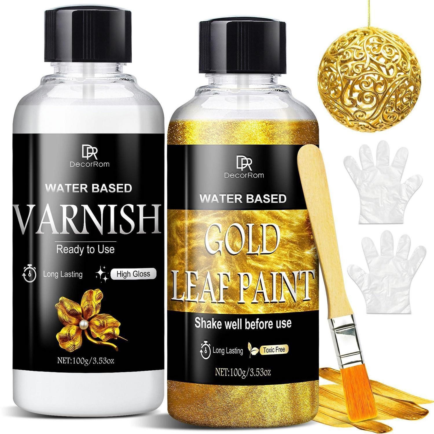 LuxusKollektion Bastelfilz Blattgold Kleber Set Ultra Glänzend Schnelltrocknend