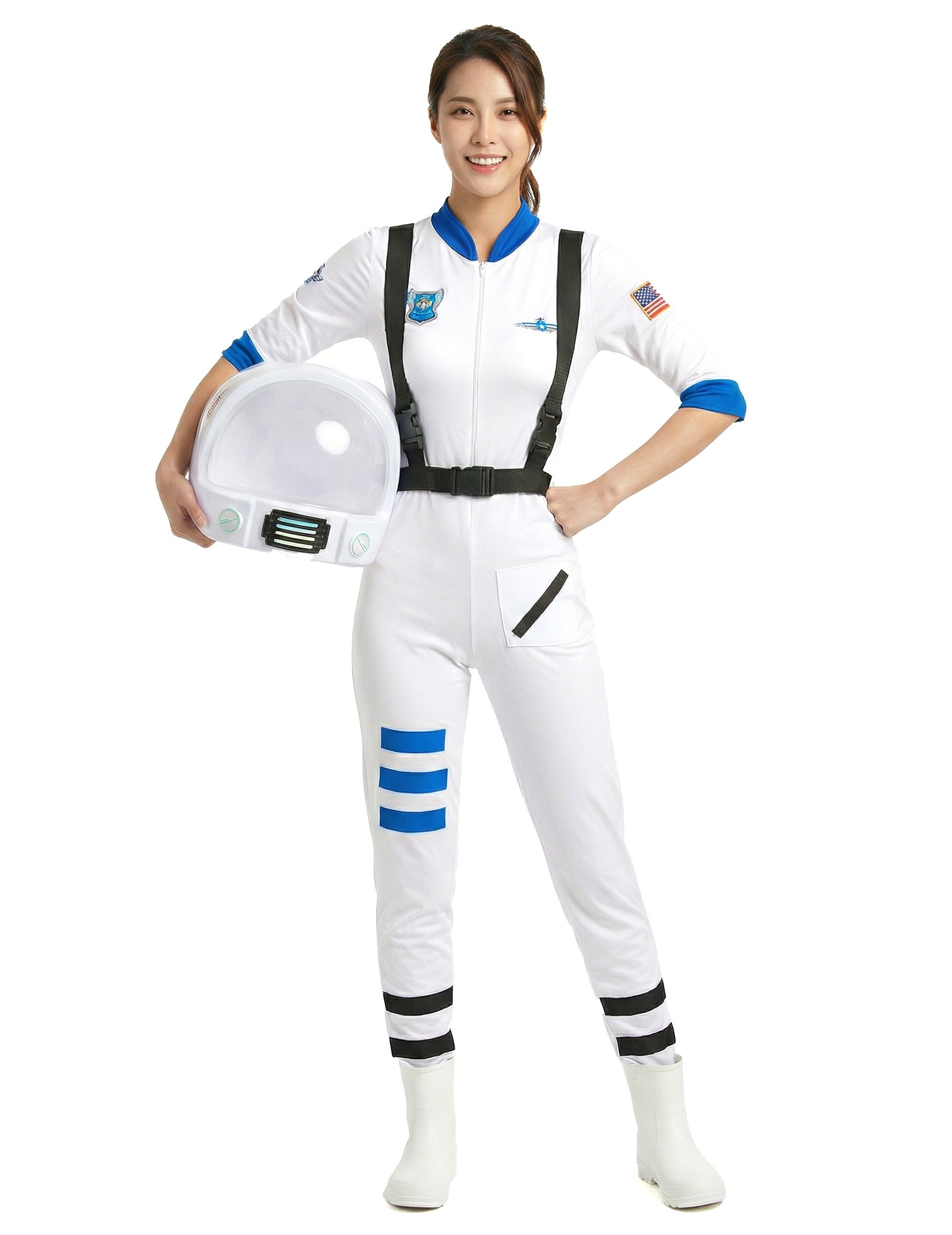Kostüm Sexy Astronautin Damenkostüm Raumfahrerin weiss-blau-schwarz
