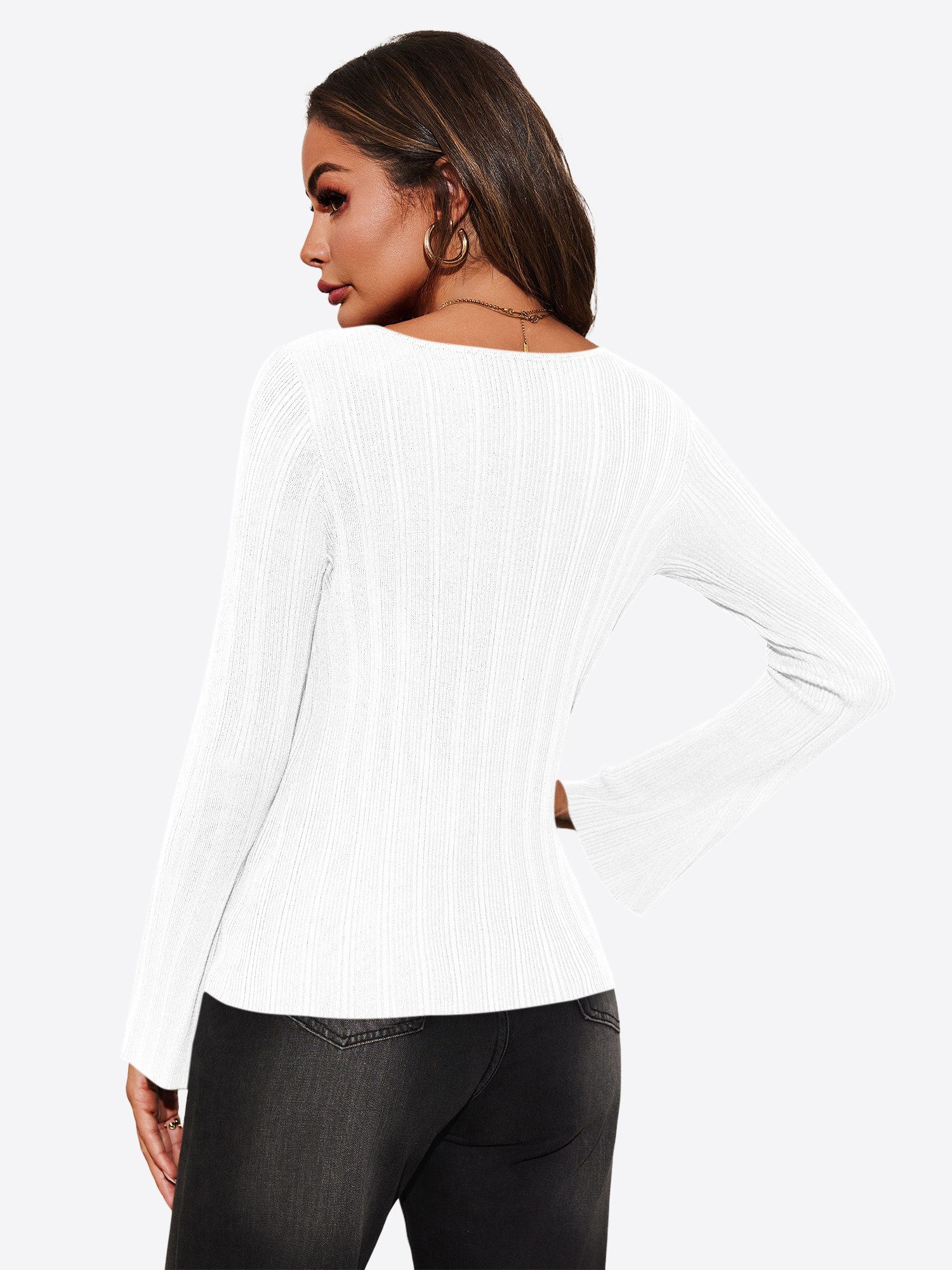 Imily Bela Sweatshirt Damen Langärmliges Sweater mit aus Rippstrick (Packun günstig online kaufen