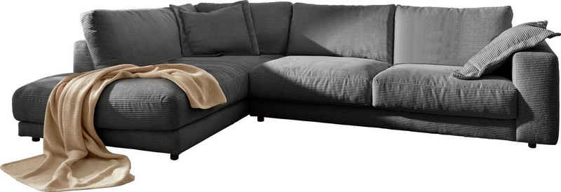 3C Candy Ecksofa Enisa XXL B/T/H: 325/224/85 cm L-Form, Kuschelig, gemütlich, in 5 Farben, Bezug in Cord, mit 2 Zierkissen