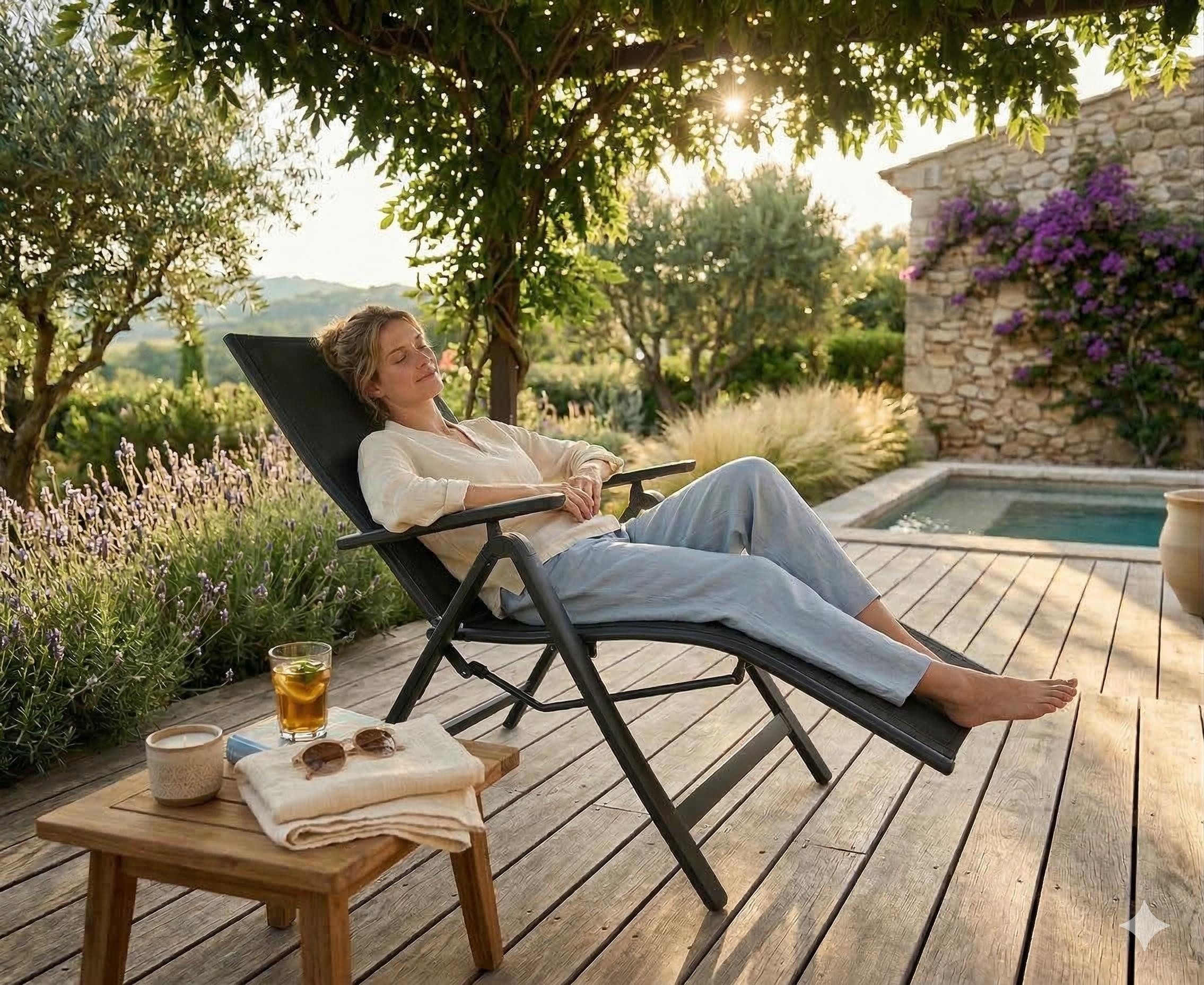 LEX Relaxsessel Relaxsessel Gartensessel Comfort Gestell Aluminium anthrazit