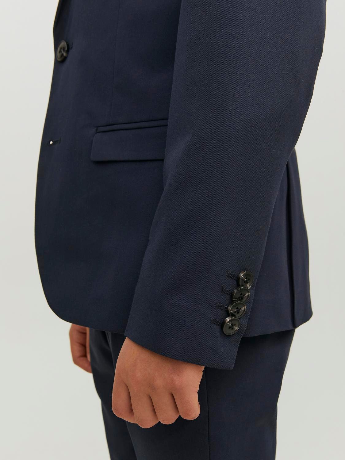 Jack & Jones Junior Anzug JPRSOLAR elastisch und pflegeleicht für besondere Anlässe (Set, 2-tlg) unifarben, modisch, slim fit, Web, Reverskragen