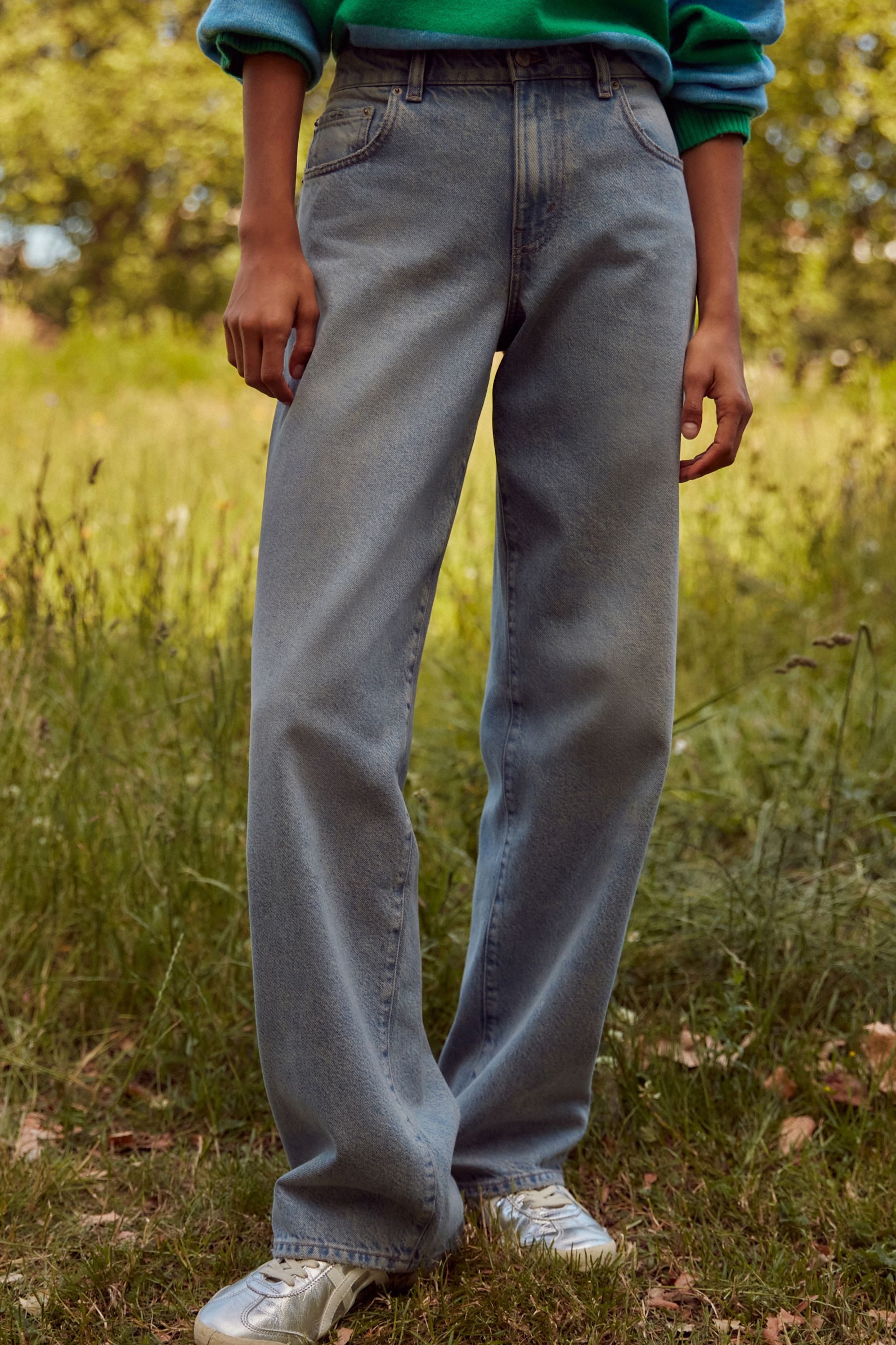 Next Weite Jeans Baggy Jeans mit weitem Bein - Kurzgröße (1-tlg)